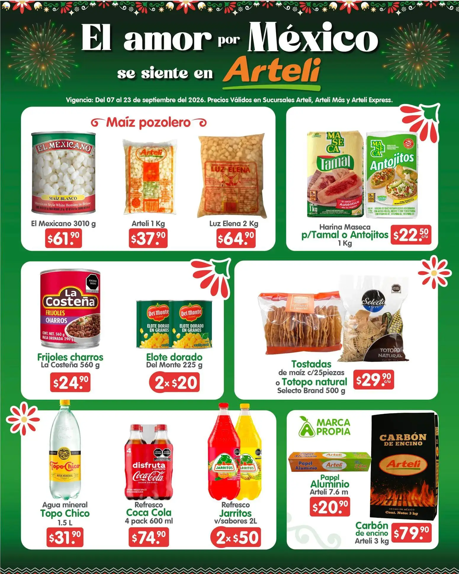 Nuevas ofertas de Arteli válidas en toda la República Mexicana desde el 07/09/2026. ¡Encuentra las mejores ofertas en Arteli folleto Quincenal! | Página: 2 | Productos: Maíz, Masa, Harina, Agua mineral