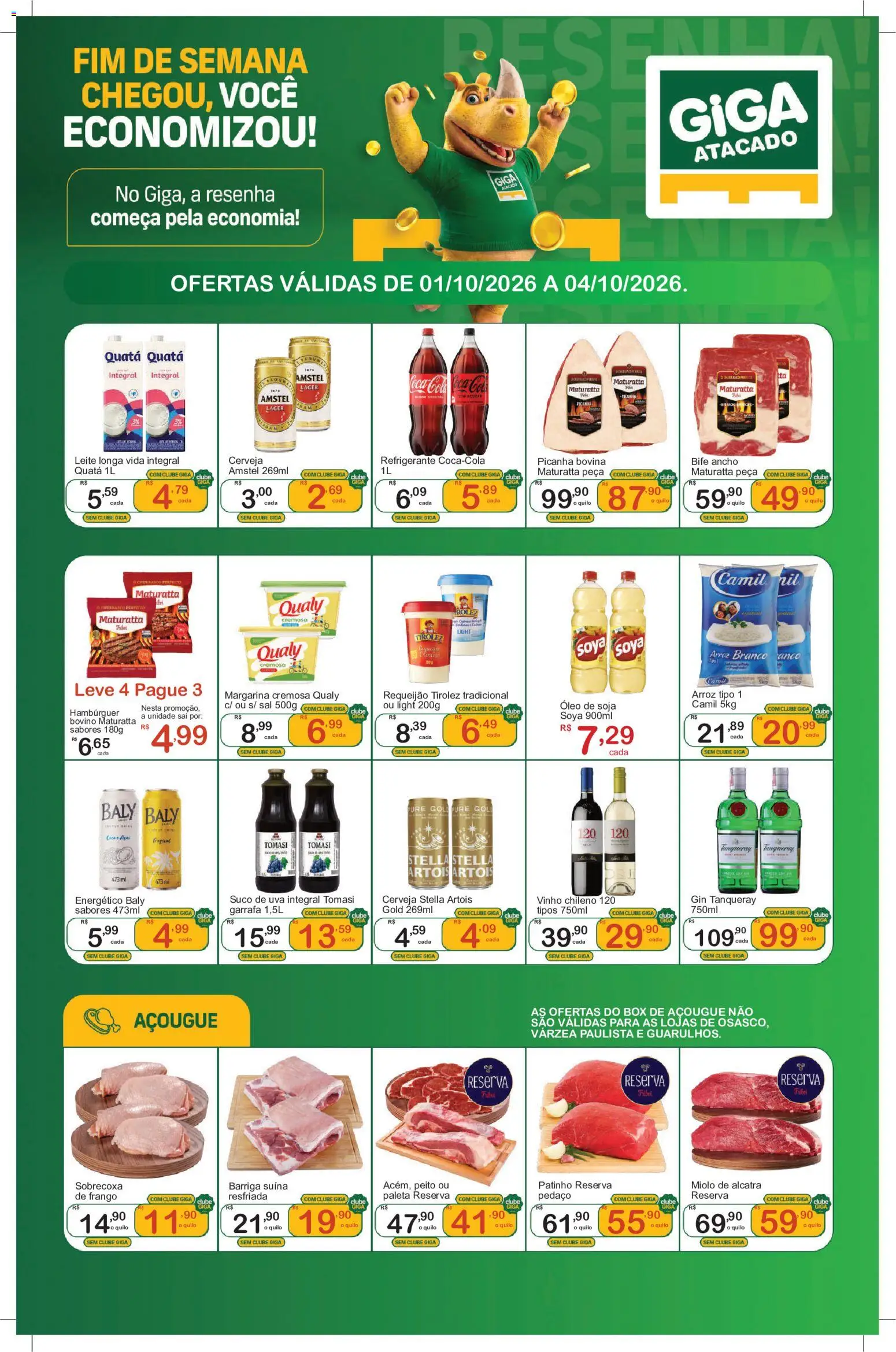 GIGA Atacado Folheto - válido de 01/10/2026 | Página: 1 | Produtos: Picanha, Óleo, Barriga suína, Soja