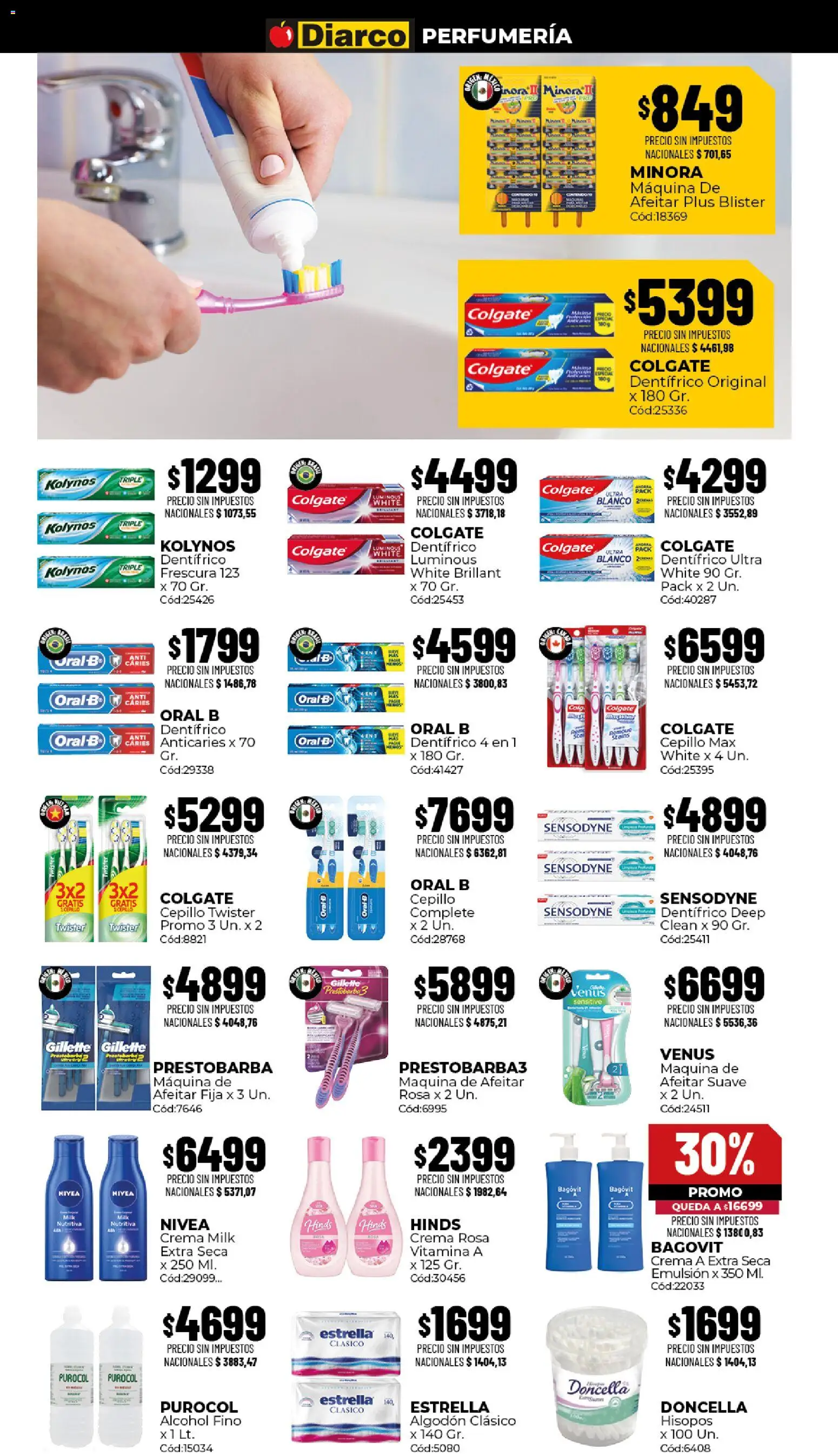 Diarco - Ofertas Sur │ válido desde el 03/08/2026 | Página: 14 | Productos: Algodón, Cepillo, Alcohol, Crema
