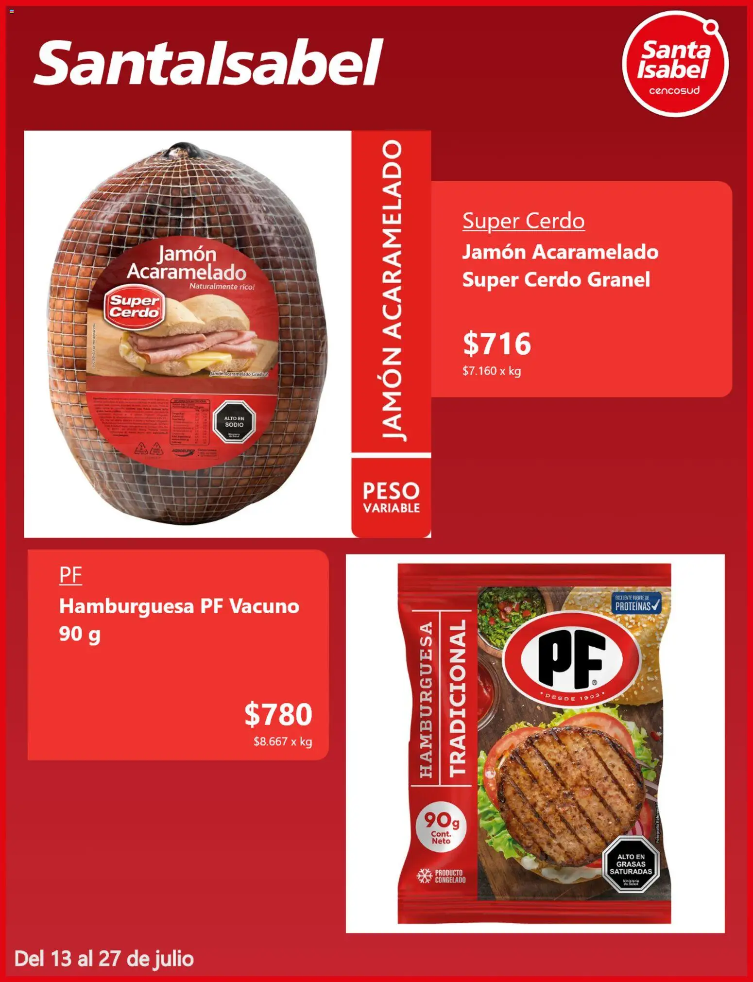 Santa Isabel Ofertas │ válido desde el 12.07.2026 | Página: 3 | Productos: Peso, Jamón, Cerdo, Fuente
