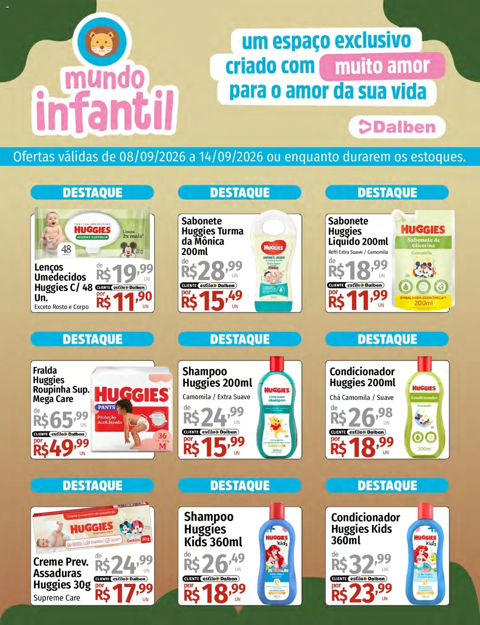 Supermercado Dalben Folheto - válido de 08/09/2026 | Página: 1 | Produtos: Shampoo, Condicionador, Chá, Sabonete líquido