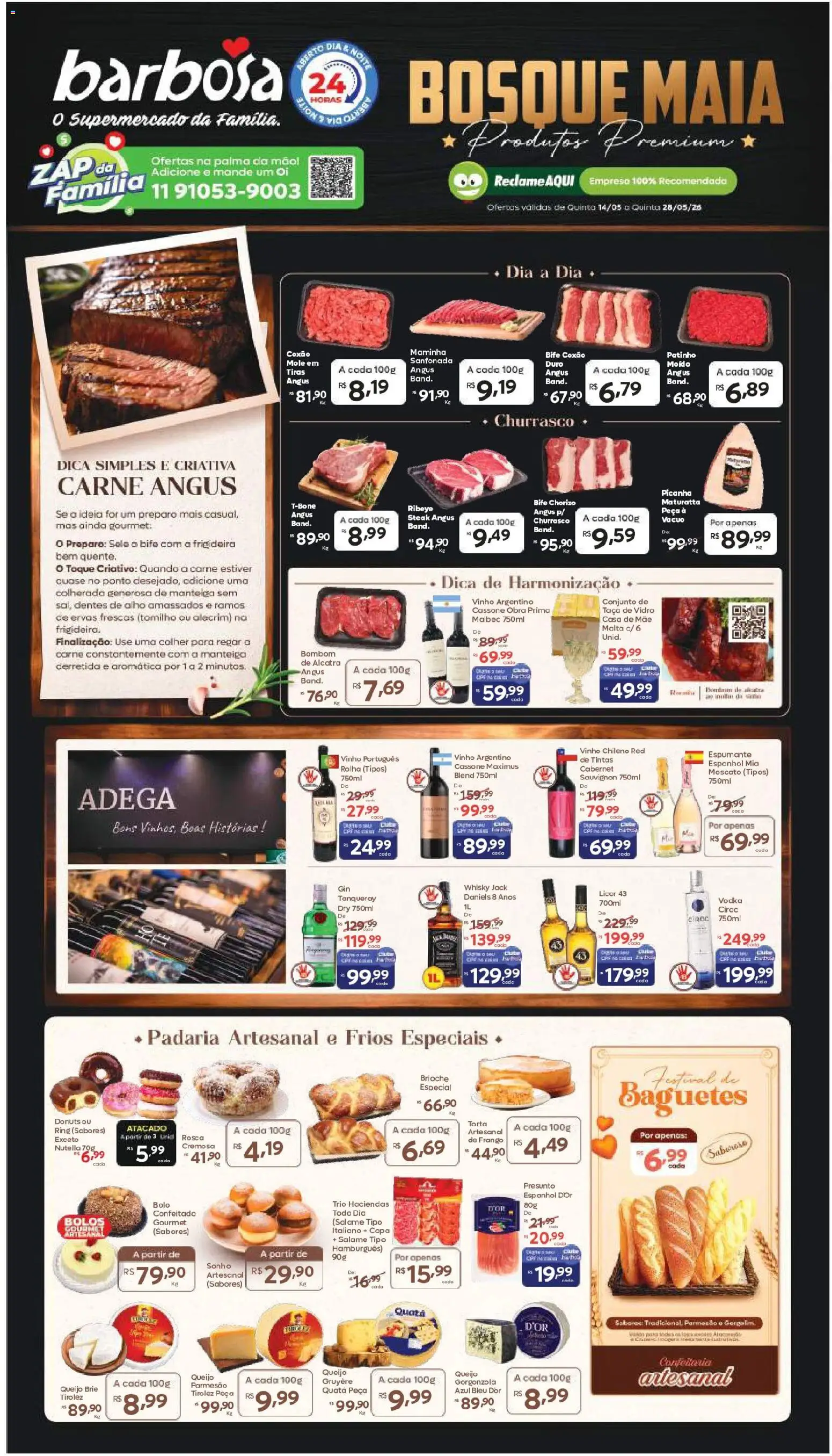 Barbosa Supermercados Folheto - válido de 14.05.2026 | Página: 1 | Produtos: Whisky, Presunto, Carne, Bolo