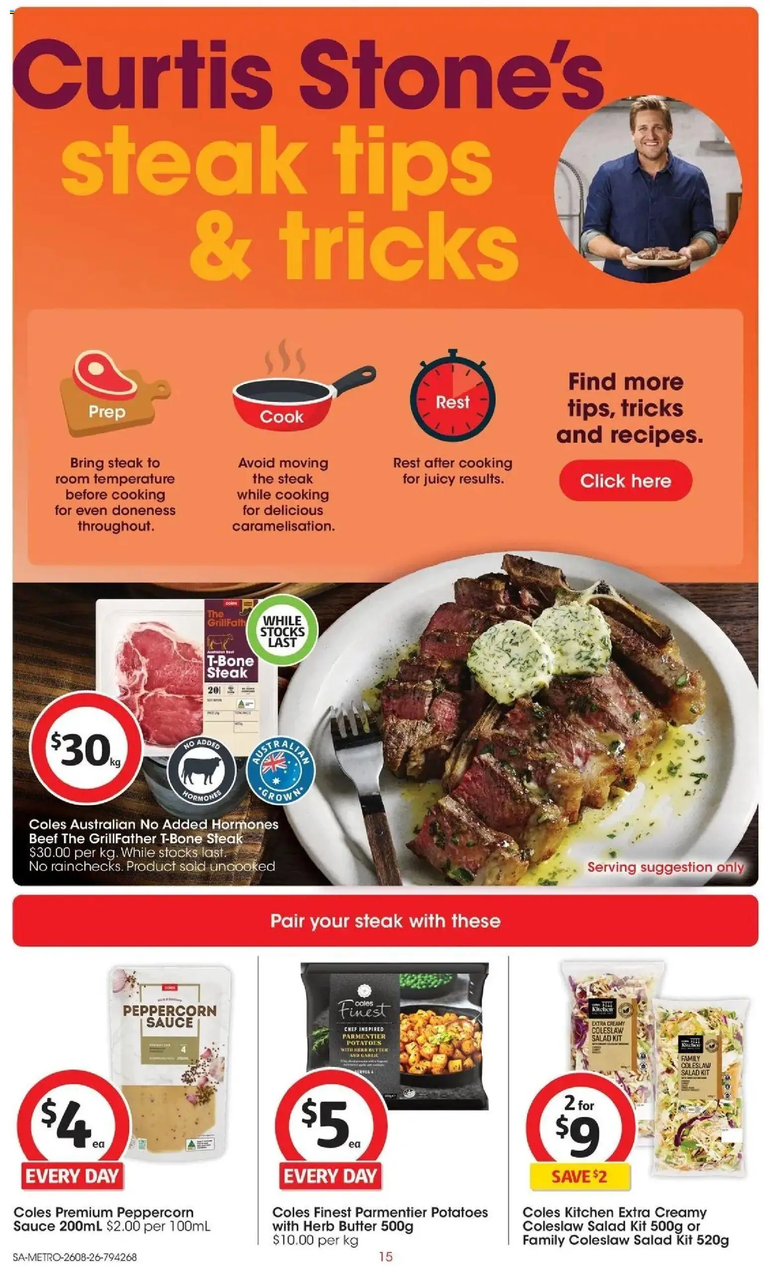 ﻿Coles catalogue valid from 26/08/2026 > Online Australia | Page: 15 | Products: Beef, Salad, Potatoes, Steak