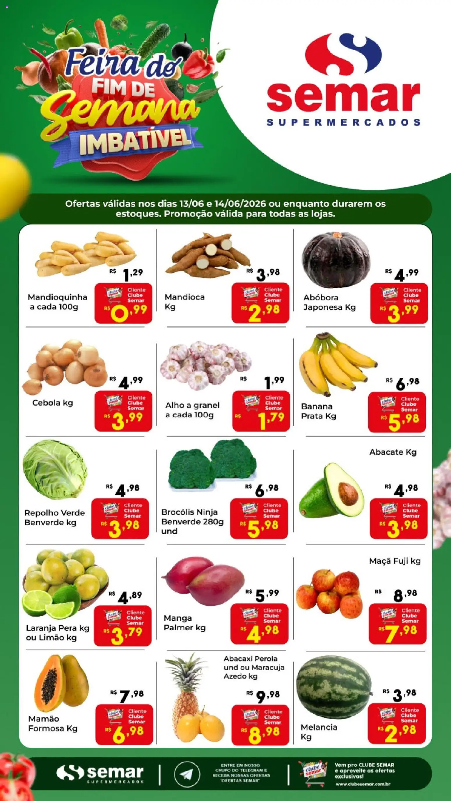 Semar Supermercado Folheto - válido de 13.06.2026 | Página: 1 | Produtos: Maracujá, Pera, Cebola, Mamão