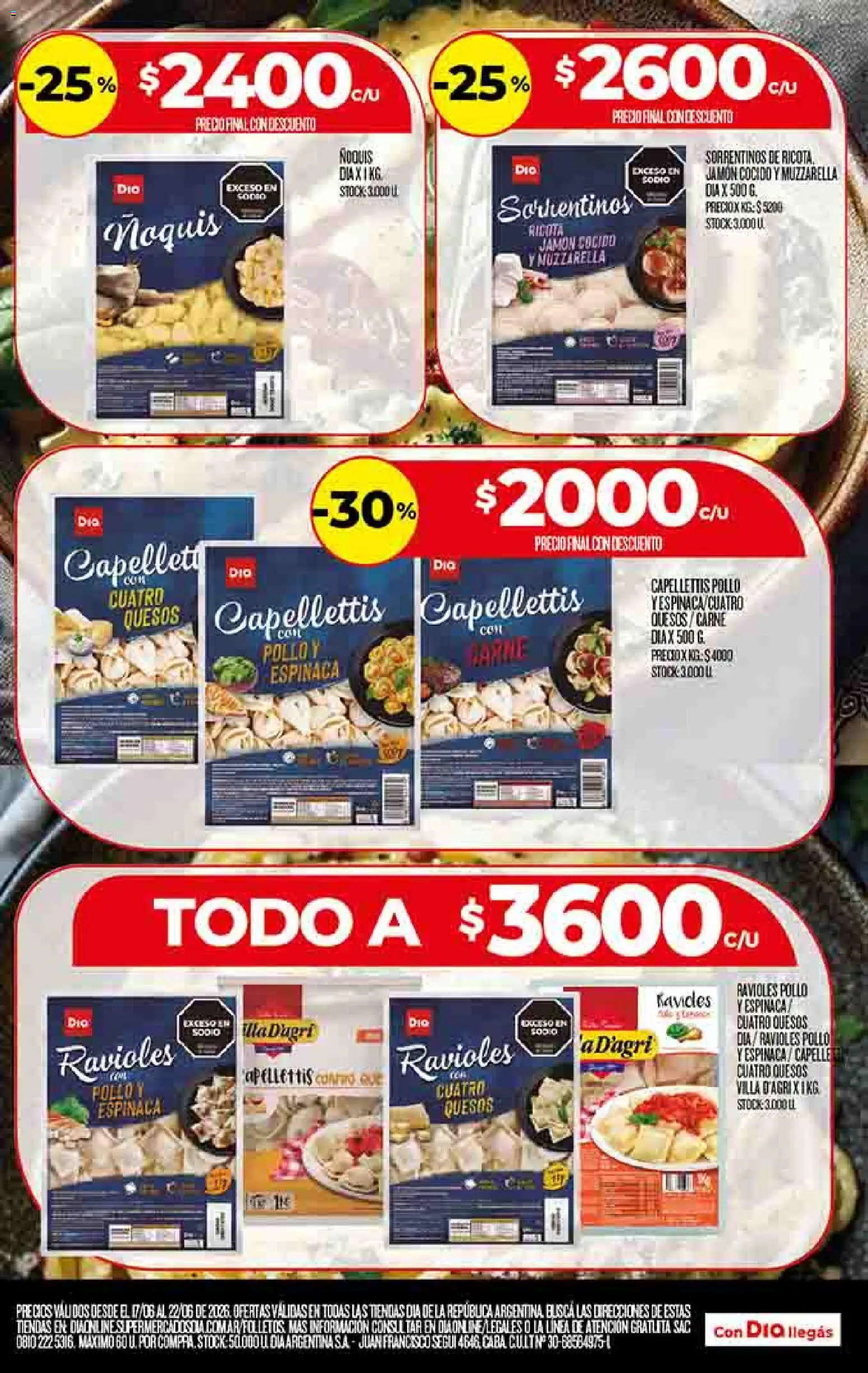 Supermercado DIA Ofertas │ válido desde el 17.06.2026 | Página: 8 | Productos: Jamón cocido, Muzzarella, Jamón, Ravioles