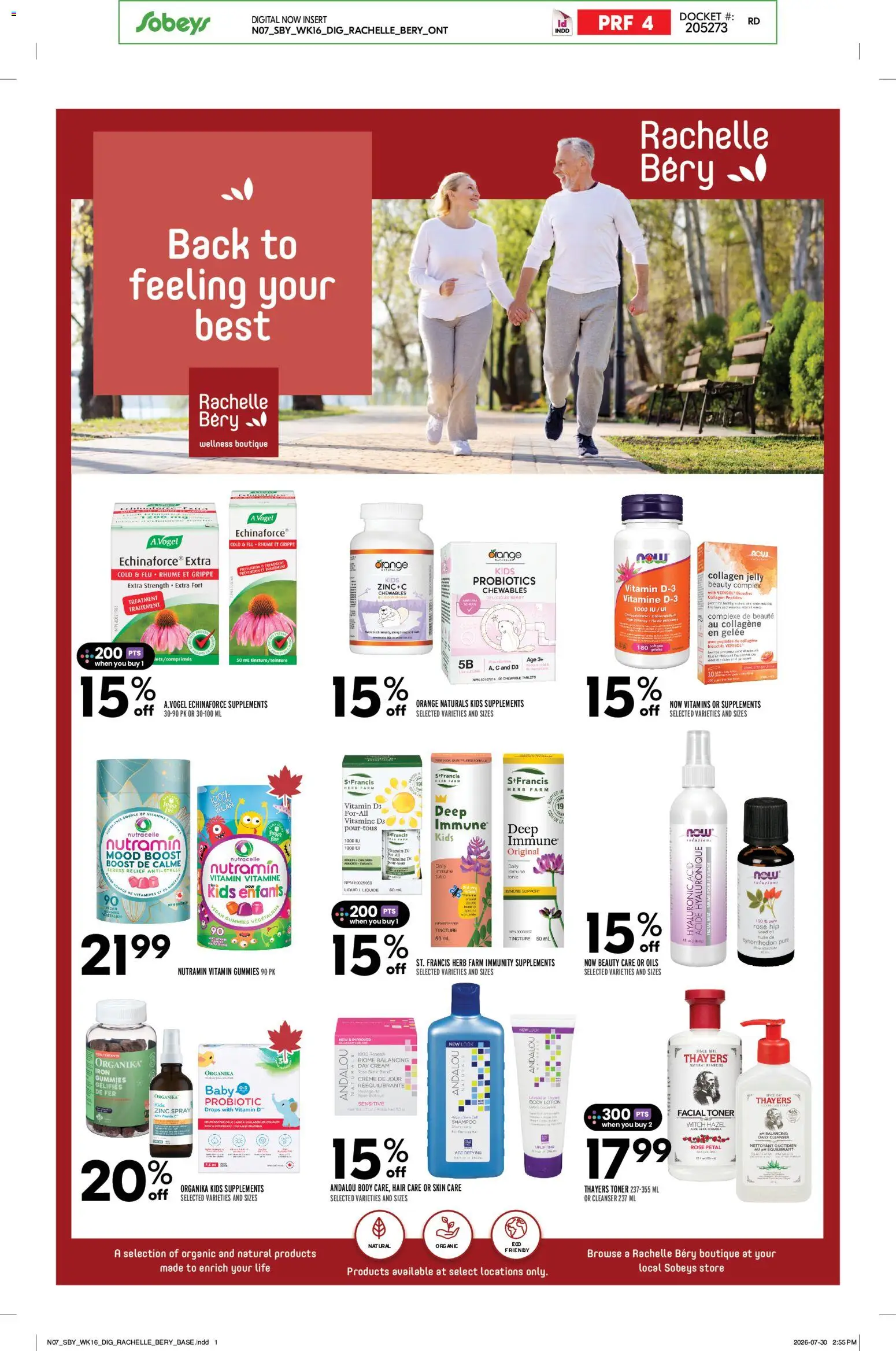 Sobeys flyer valid from Aug 13, 2026 | Page: 7 | Products: Cream, Toner, Probiotics, Body lotion