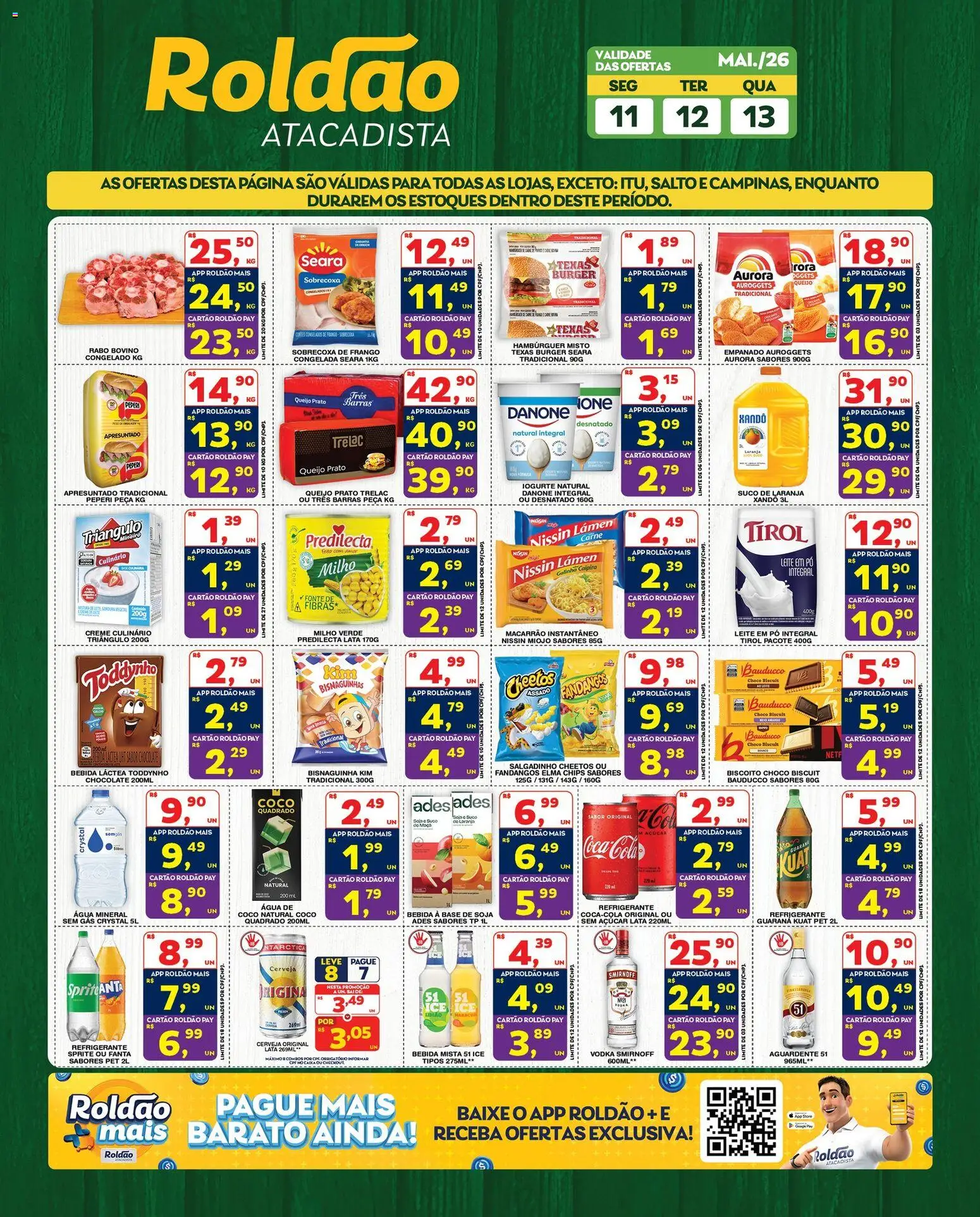 Roldão Folheto - válido de 11.05.2026 | Página: 3 | Produtos: Guaraná, Cerveja, Frango, Soja