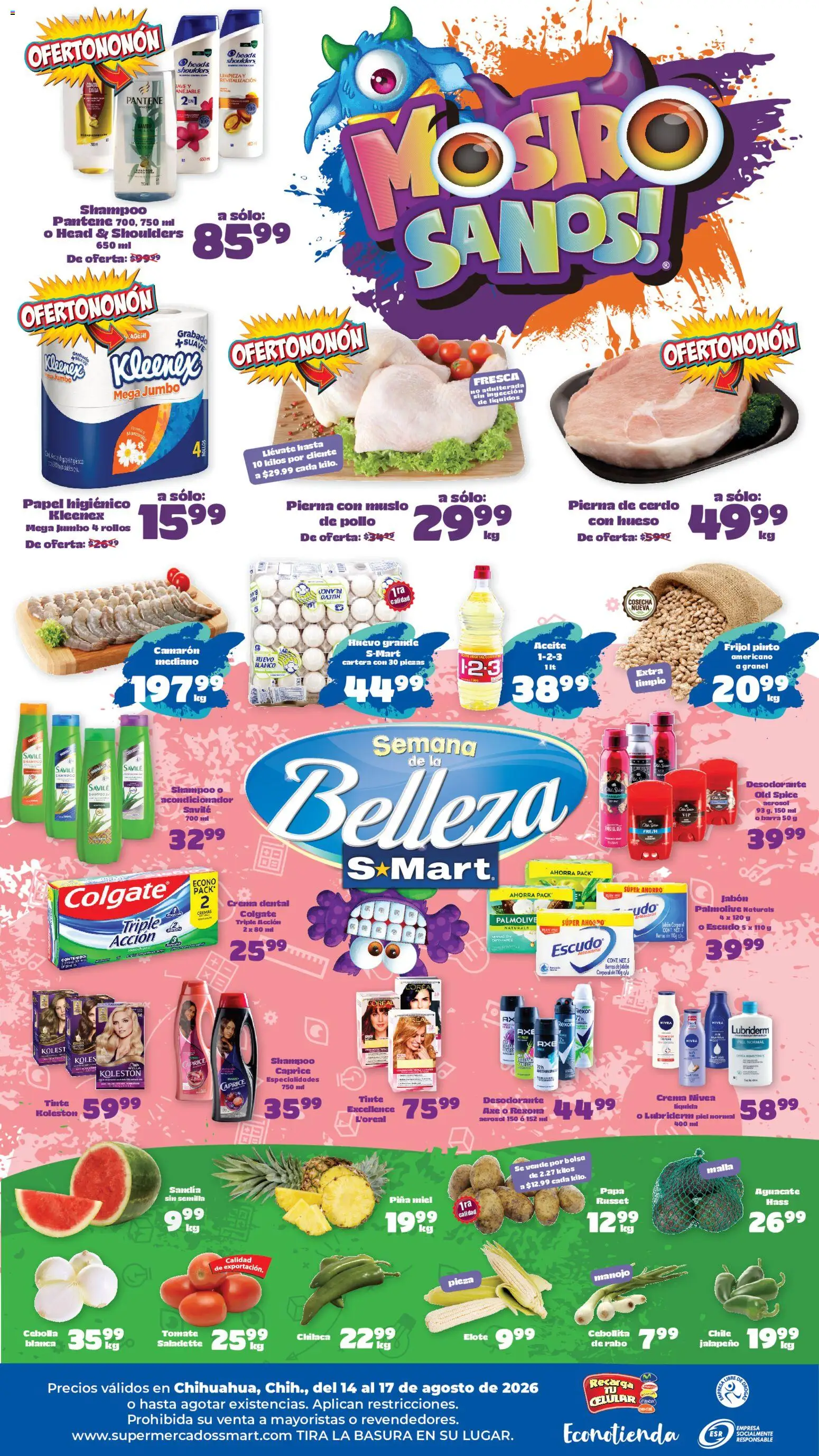 Nuevas ofertas de S-Mart válidas en toda la República Mexicana desde el 14/08/2026. ¡Encuentra las mejores ofertas en S-Mart folleto Chihuahua! | Página: 2 | Productos: Desodorante, Chile, Huevo, Acondicionador