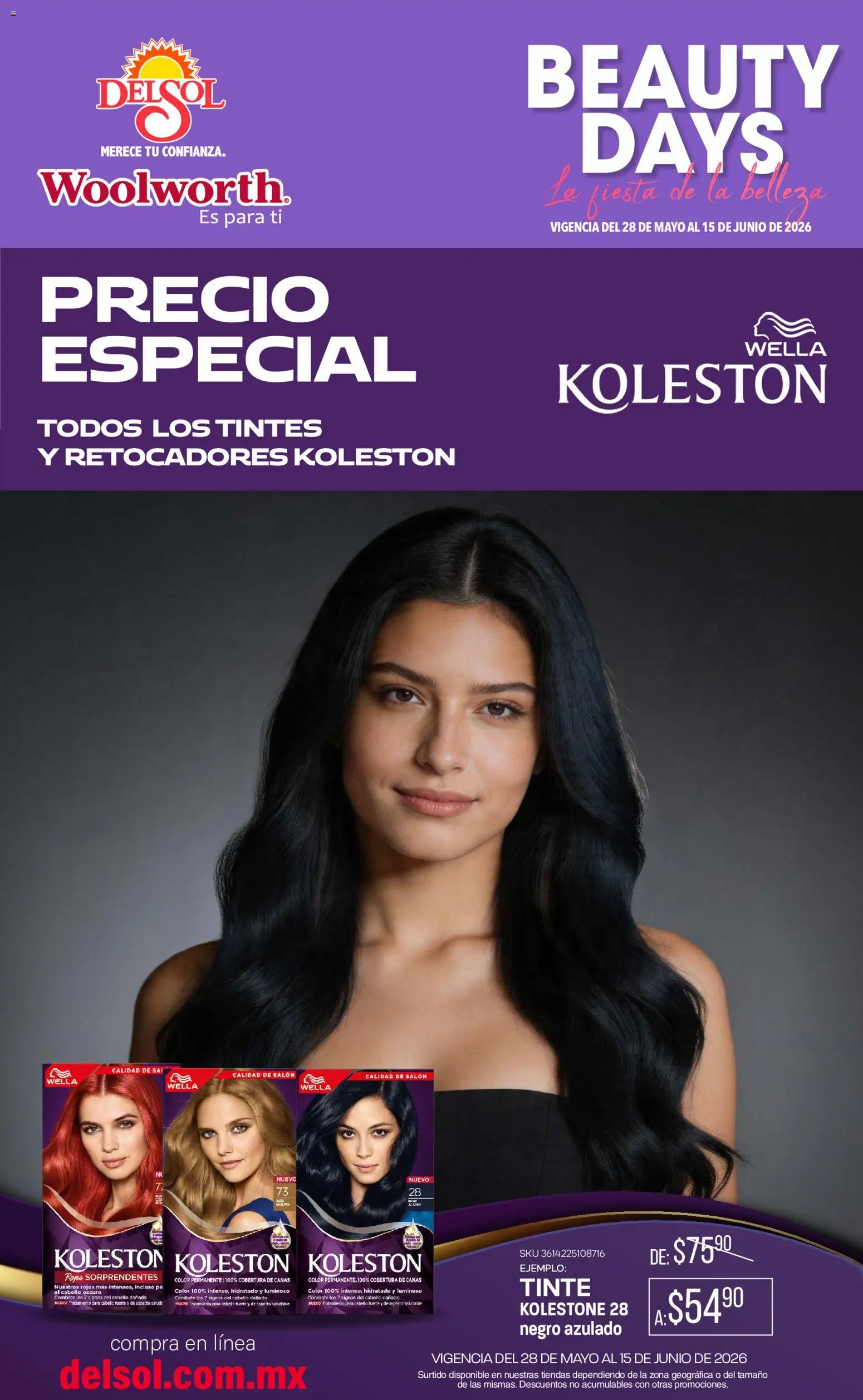 Nuevas ofertas de Del Sol y Woolworth válidas en toda la República Mexicana desde el 28.05.2026. ¡Encuentra las mejores ofertas en Del Sol y Woolworth katalog Beauty Days! | Página: 1 | Productos: Huevo