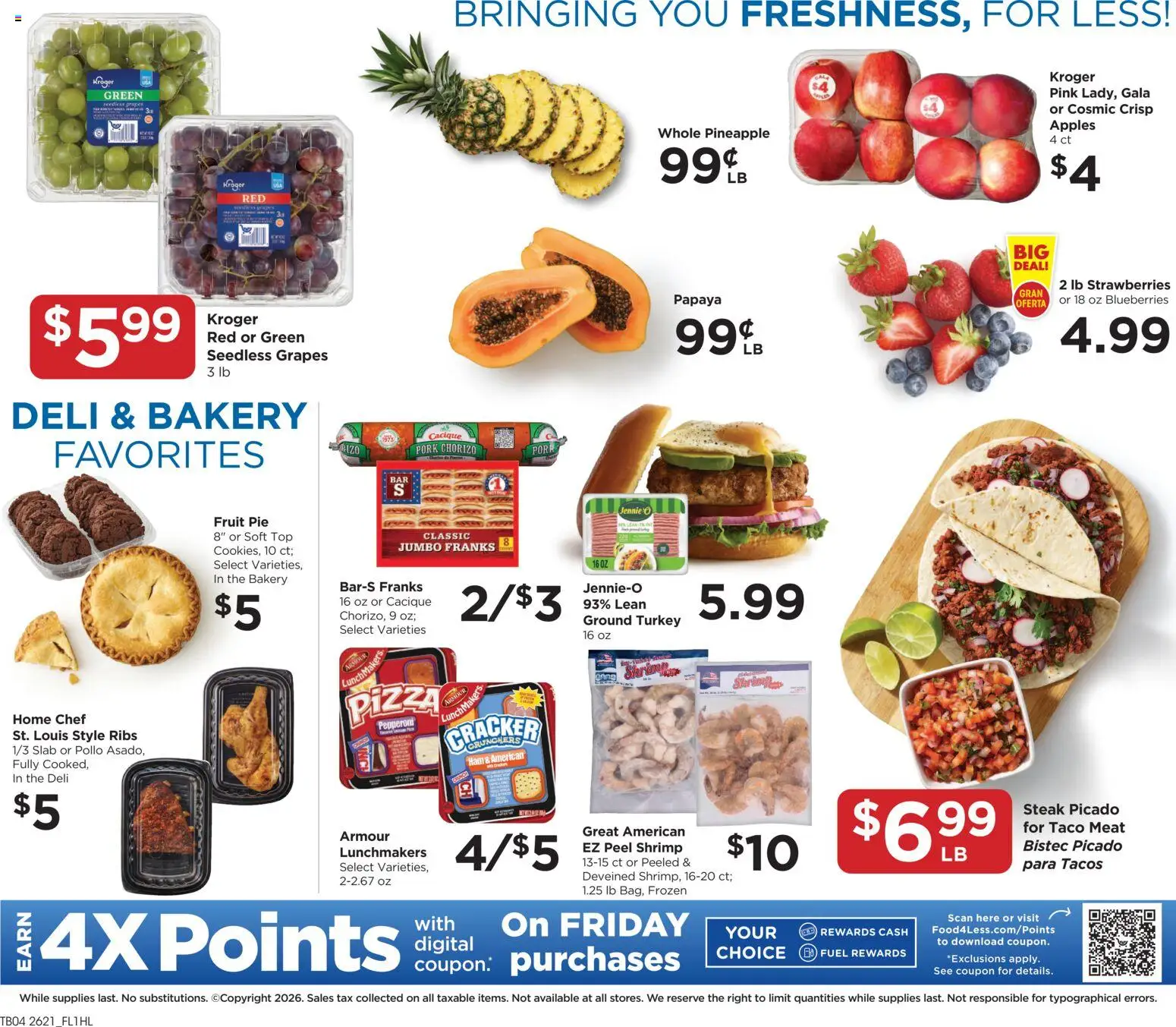 Food 4 Less Weekly Ad - valid from 06/24/2026 | Page: 7 | Products: Pork, Pineapple, Strawberries, Blueberries