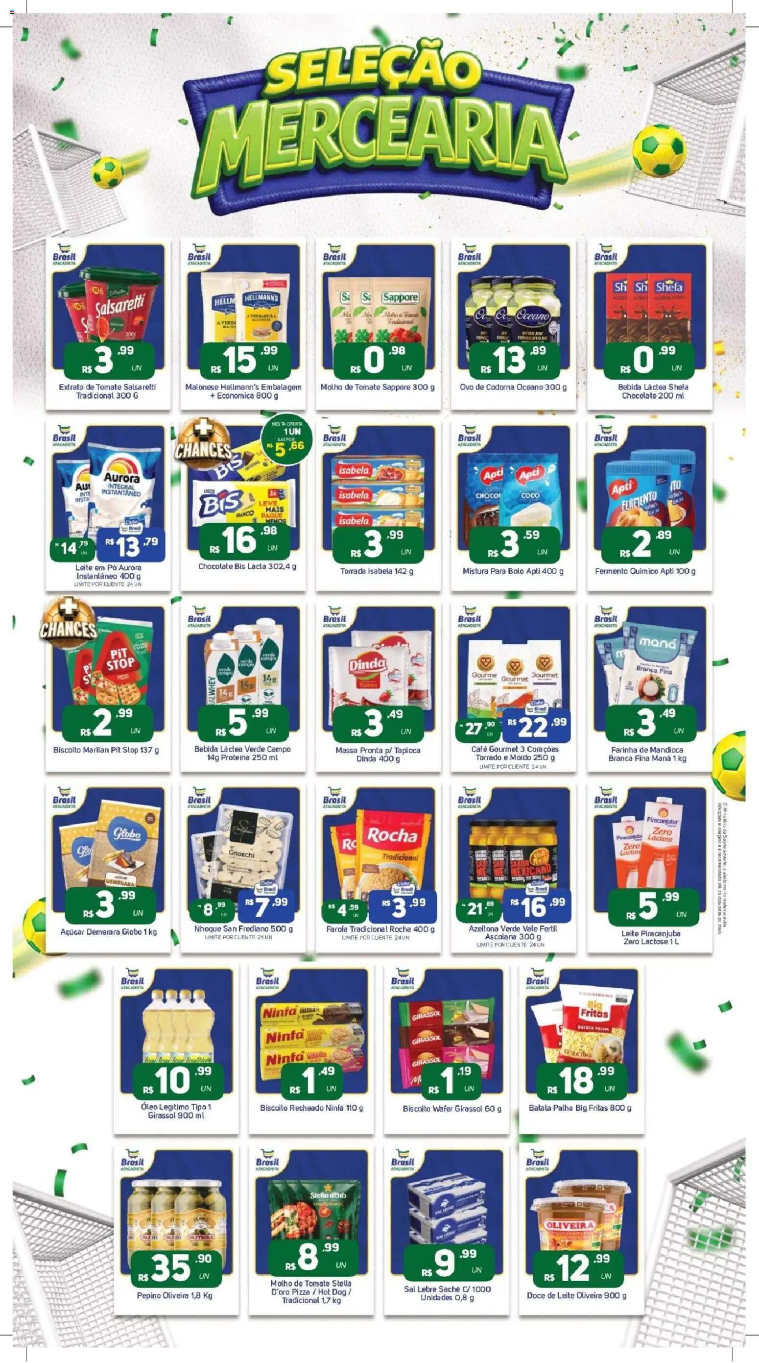 Brasil Atacadista Folheto - válido de 04.05.2026 | Página: 3 | Produtos: Biscoito, Molho de tomate, Leite, Farofa