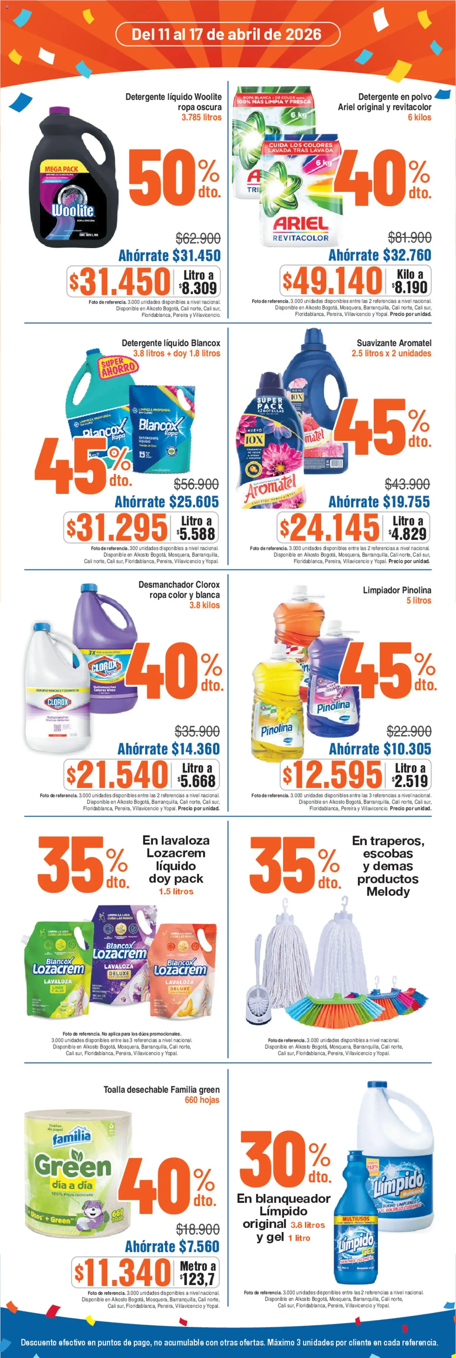 Alkosto revista - valida desde el 11.04.2026 | Página: 6 | Productos: Suavizante, Limón, Polvo, Ropa