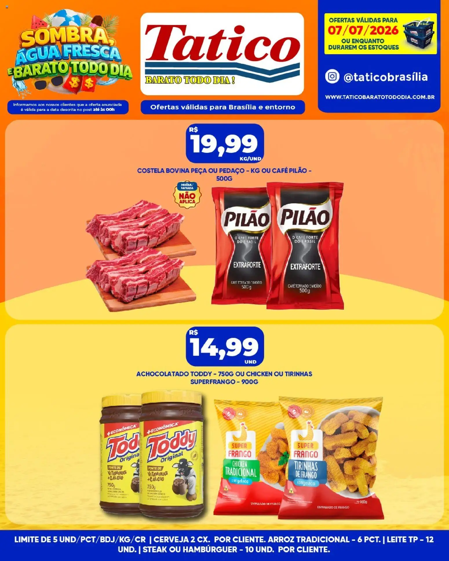 Tatico Folheto - válido de 08/07/2026 | Página: 35 | Produtos: Café, Cerveja, Arroz, Cálcio