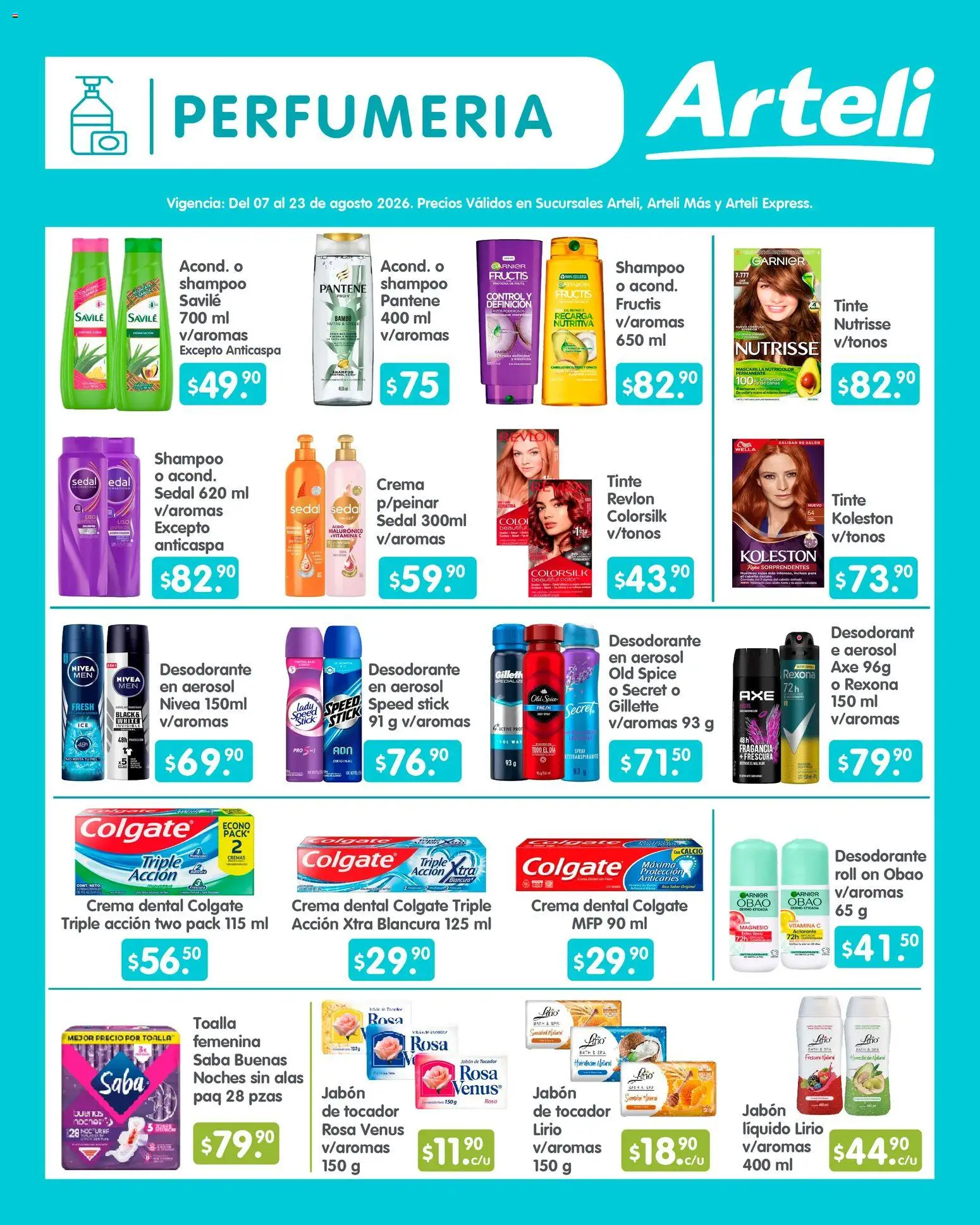 Nuevas ofertas de Arteli válidas en toda la República Mexicana desde el 07/08/2026. ¡Encuentra las mejores ofertas en Arteli folleto Quincenal! | Página: 13 | Productos: Desodorante, Toalla, Aclarante, Fruta