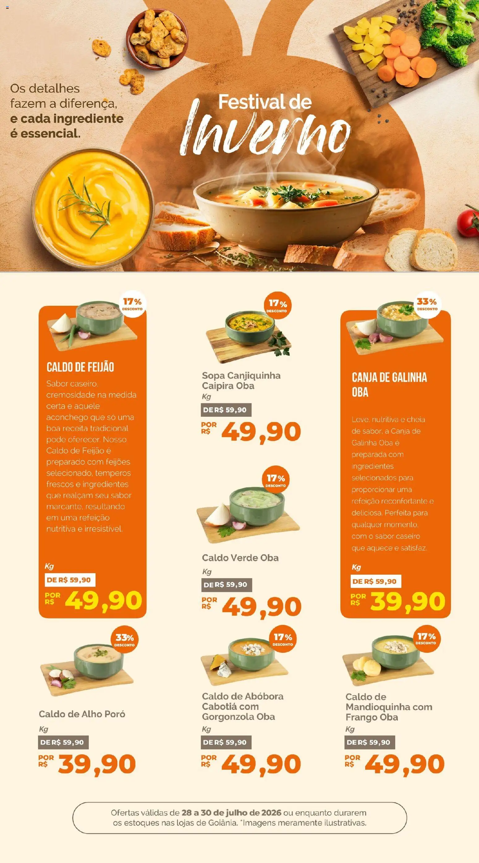 Oba Hortifruti Folheto - válido de 28/07/2026 | Página: 4 | Produtos: Abóbora, Alho, Feijão, Frango