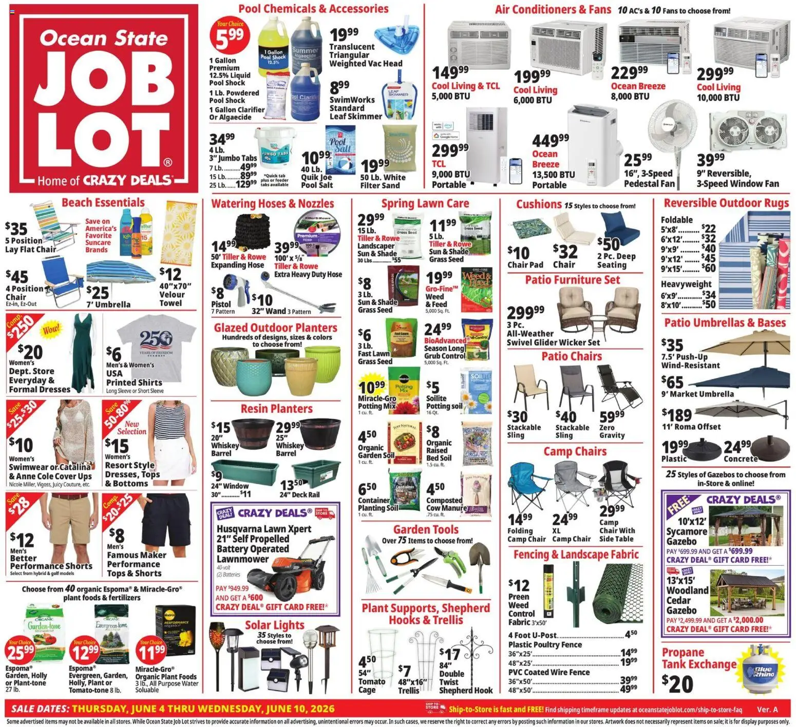 Ocean State Job Lot Weekly Ad - valid from 04.06.2026 | Page: 1 | Products: Bed, Swimwear, Salt, Fan