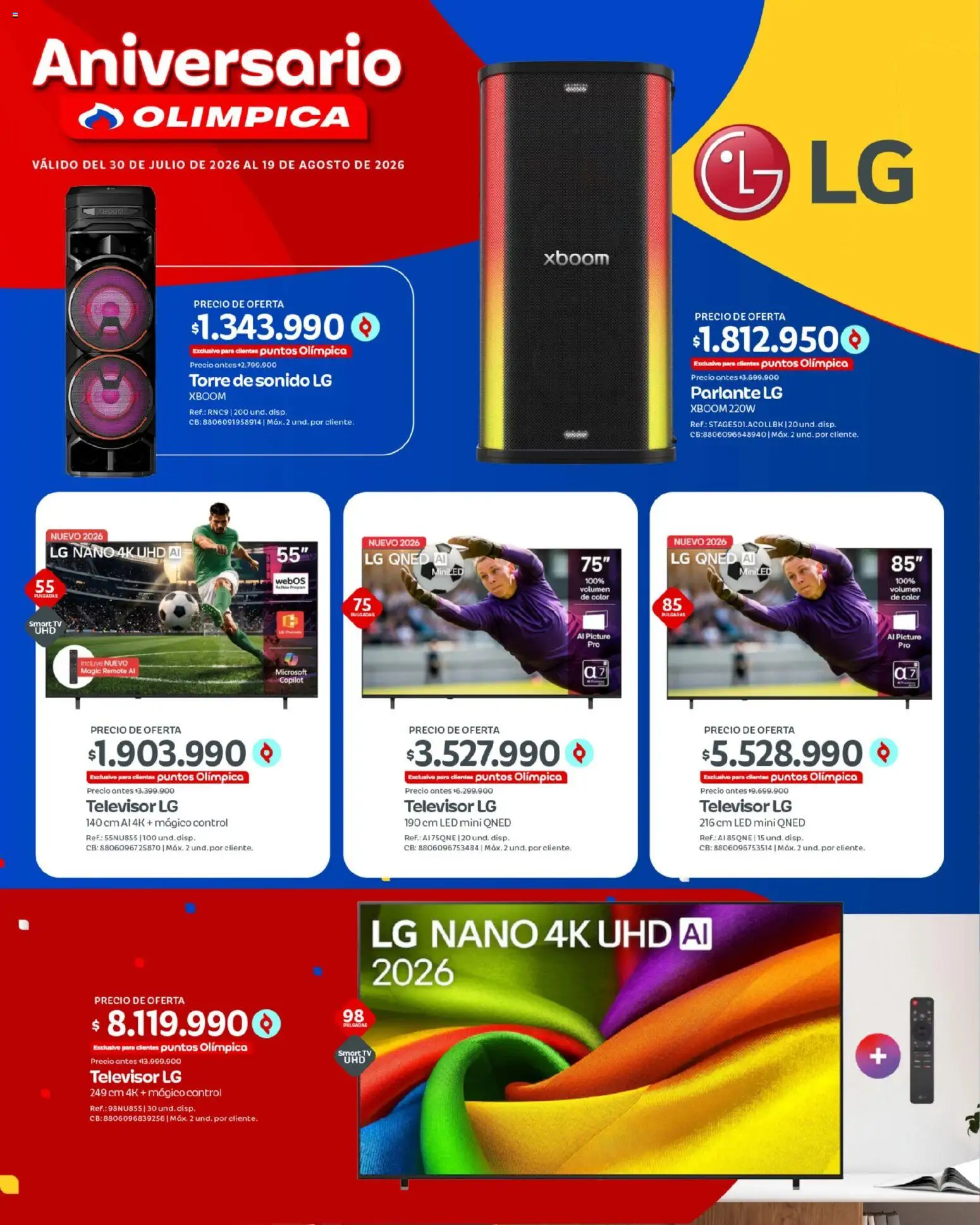 Olímpica revista - valida desde el 30/07/2026 | Página: 22 | Productos: Televisor, Parlante