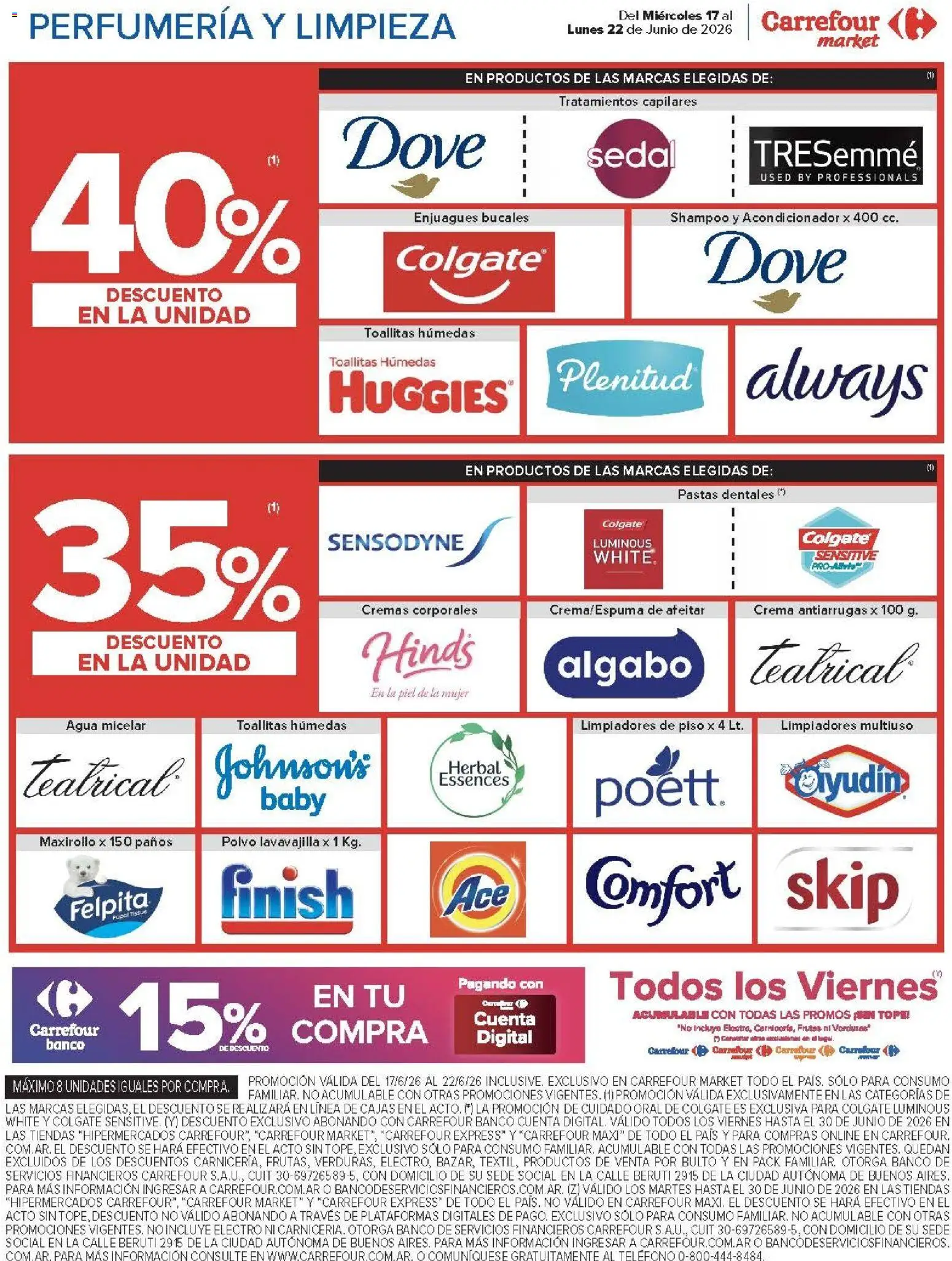 Carrefour ofertas │ válido desde el 17.06.2026 | Página: 53 | Productos: Shampoo, Acondicionador, Toallitas húmedas, Crema