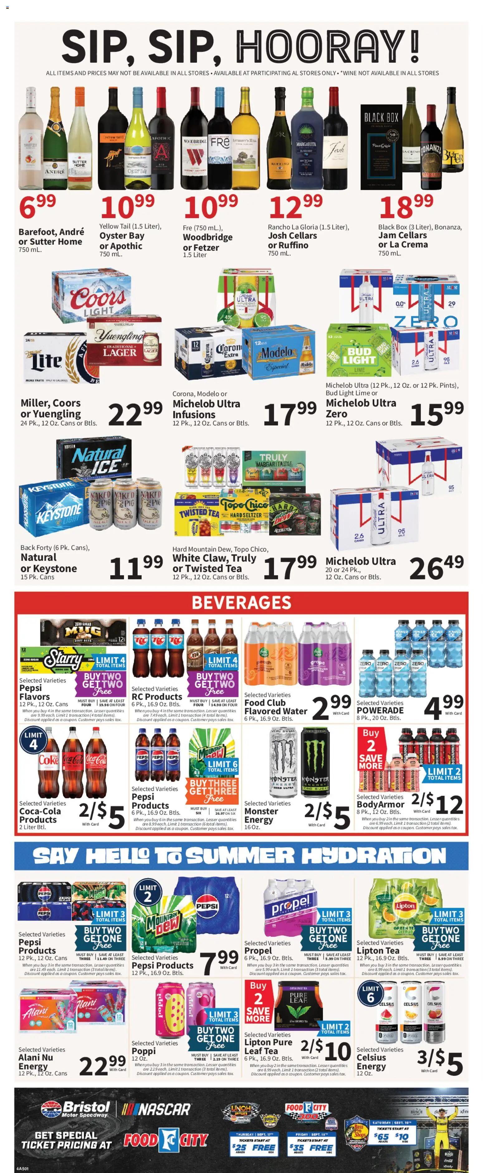 Food City Weekly Ad - valid from 08/05/2026 | Page: 8 | Products: Wine, Tea, Water, Sugar