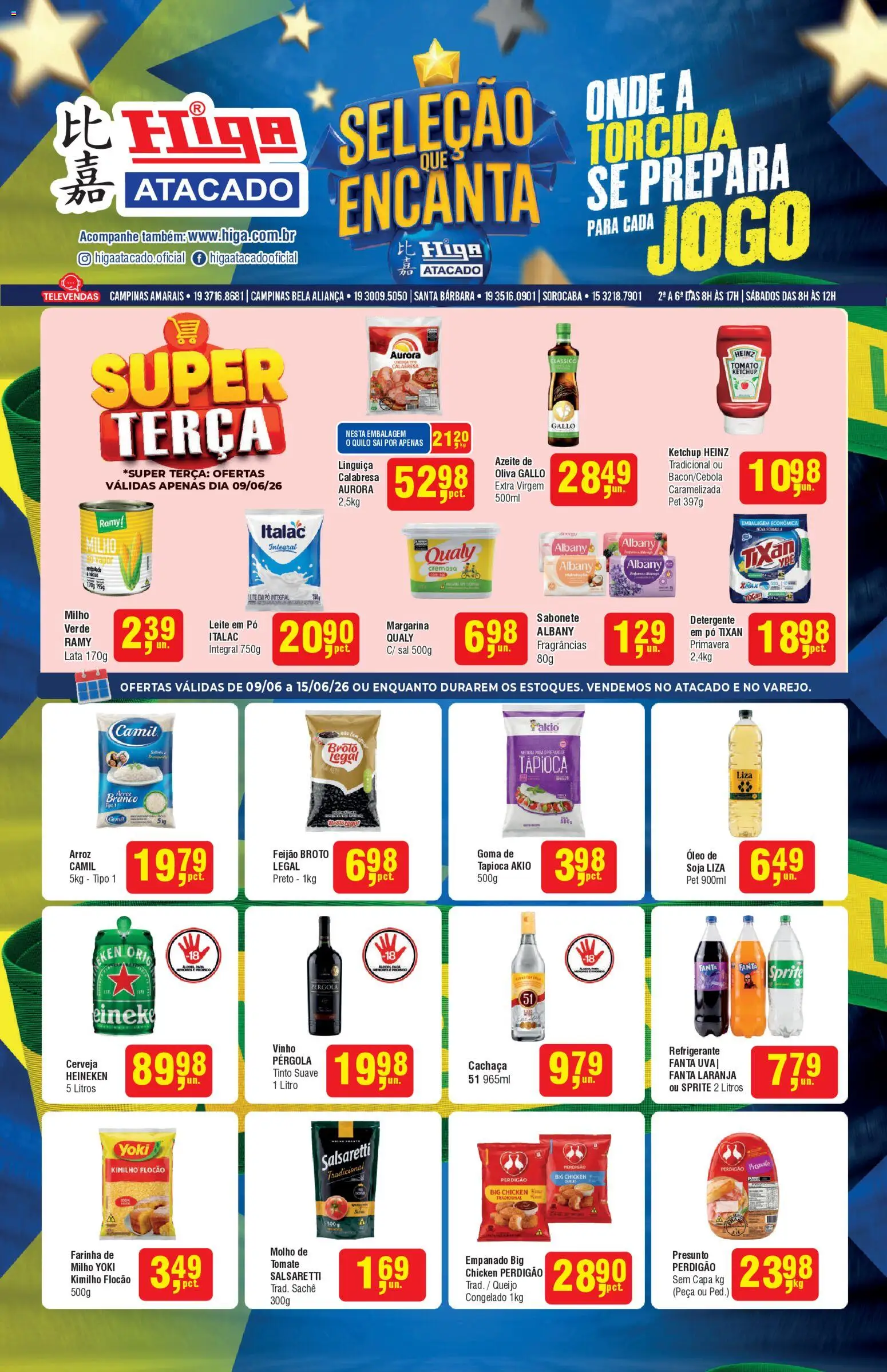 Higa Atacado Folheto - válido de 09.06.2026 | Página: 1 | Produtos: Milho verde, Queijo, Óleo, Leite em pó