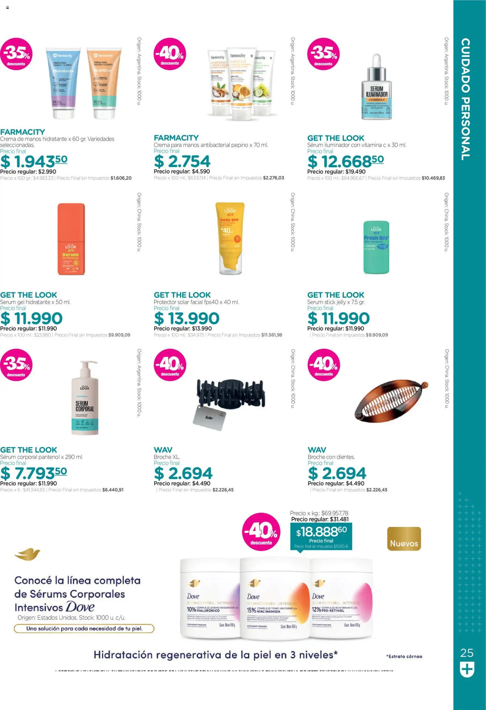 Farmacity catálogo │ válido desde el 01/09/2026 | Página: 25 | Productos: Crema para manos, Serum, Pepino, Crema
