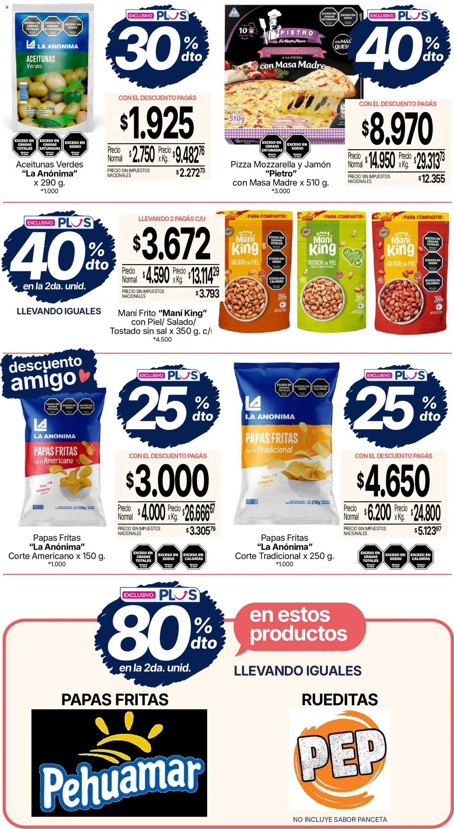 La Anonima - Catálogo especiales - amistad │ válido desde el 09/07/2026 | Página: 11 | Productos: Panceta, Aceitunas, Pizza, Papas fritas
