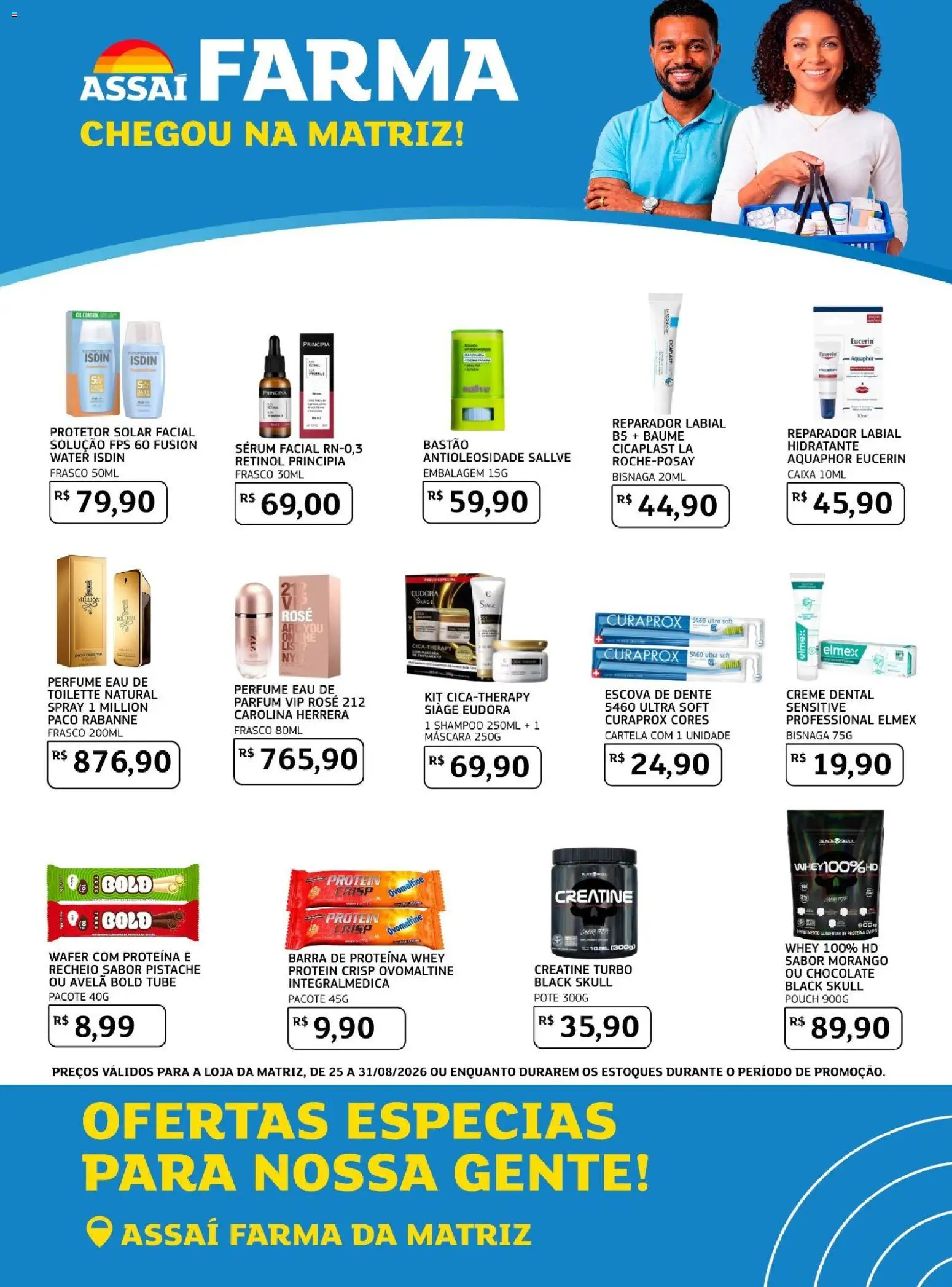 Assaí Atacadista Folheto - válido de 24/08/2026 | Página: 1 | Produtos: Shampoo, Protetor solar, Escova de dente, Sérum