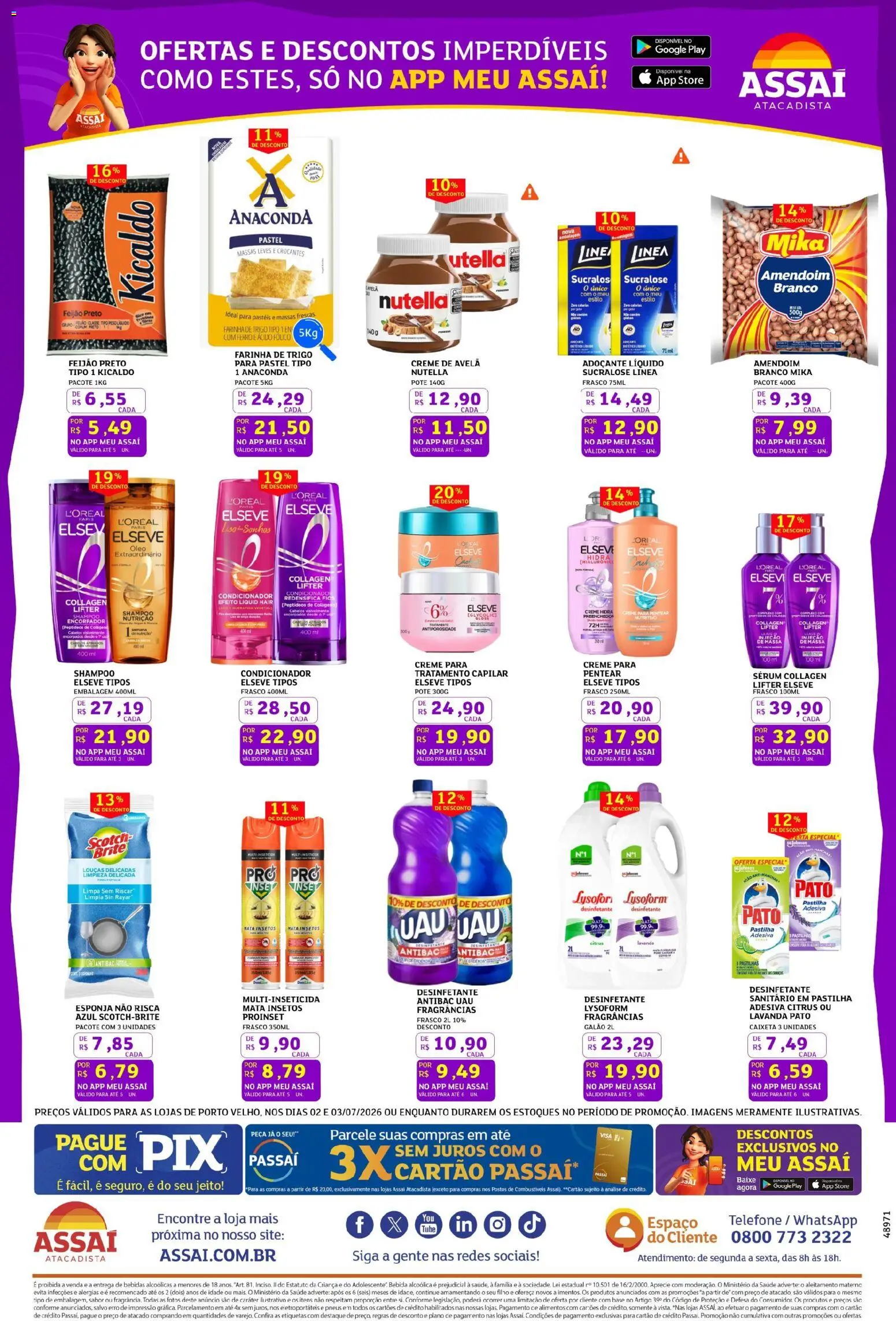 Assaí Atacadista Folheto - válido de 02/07/2026 | Página: 3 | Produtos: Shampoo, Sérum, Massa, Inseticida