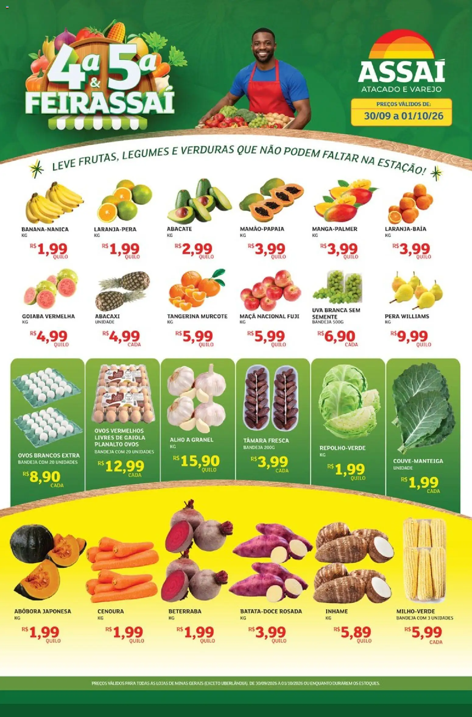 Assaí Atacadista Folheto - válido de 30/09/2026 | Página: 1 | Produtos: Goiaba, Abóbora, Beterraba, Gaiola