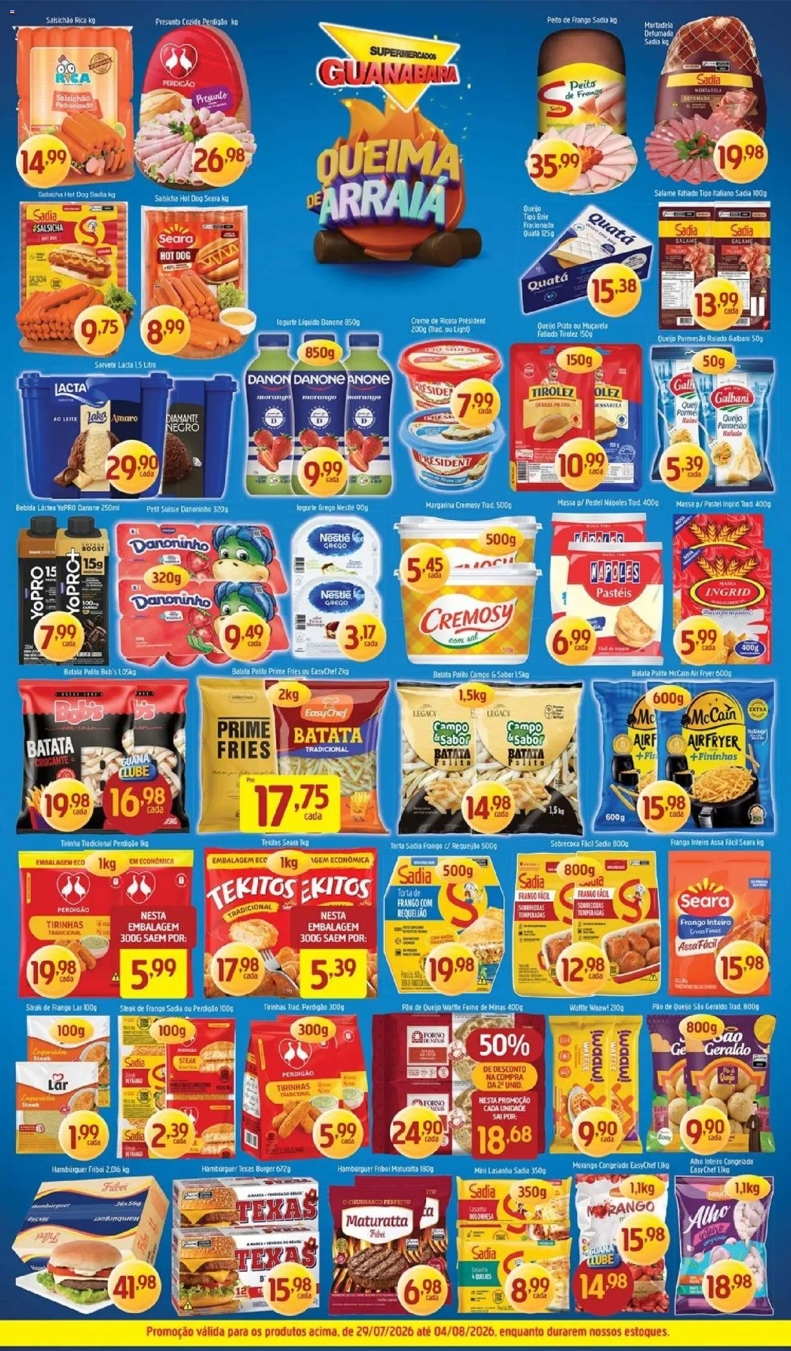 Supermercados Guanabara Folheto - válido de 29/07/2026 | Página: 12 | Produtos: Alho, Mortadela, Muçarela, Peito de frango