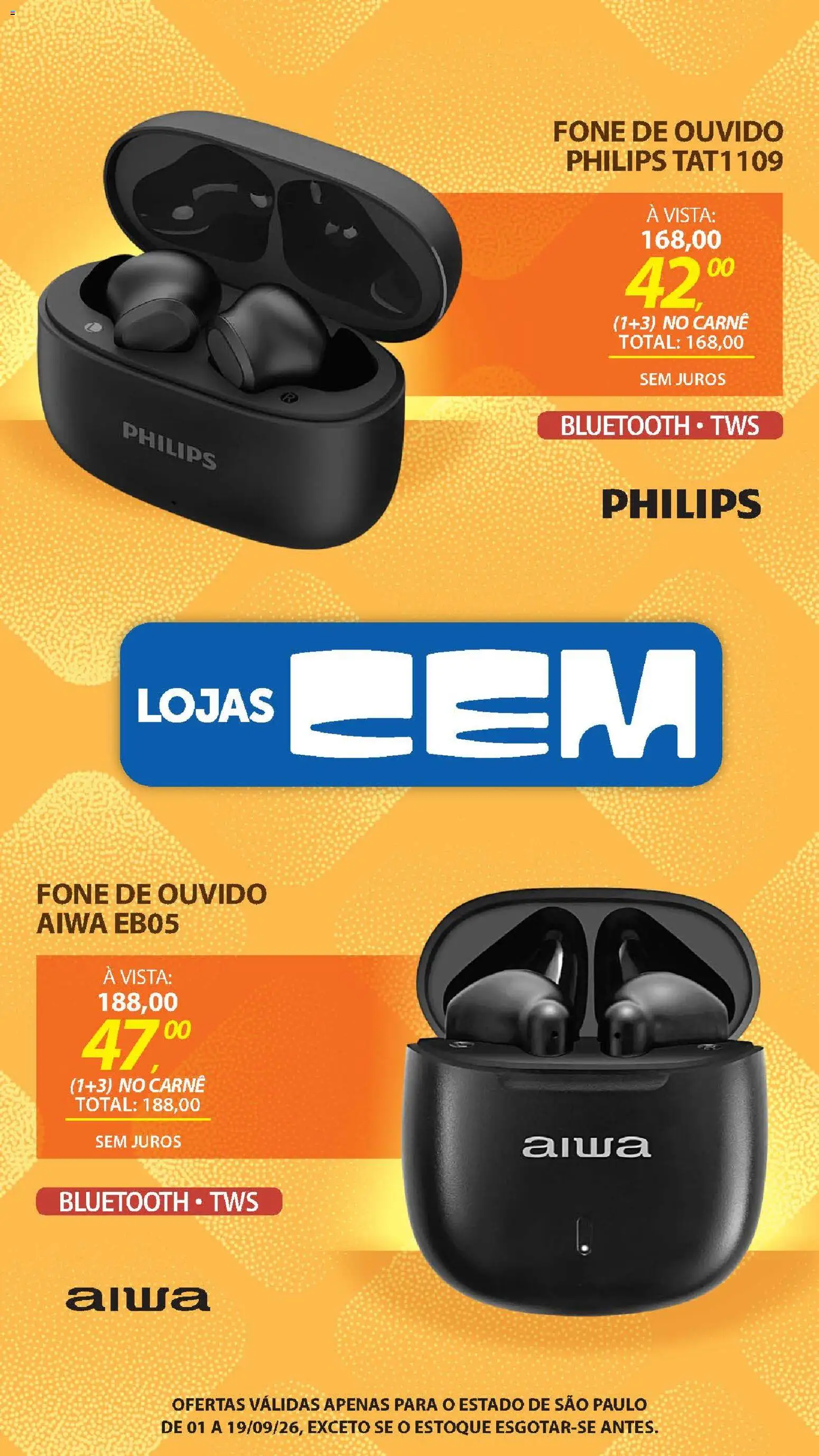 Lojas Cem Folheto - válido de 01/09/2026 | Página: 76 | Produtos: Carne, Fone de ouvido