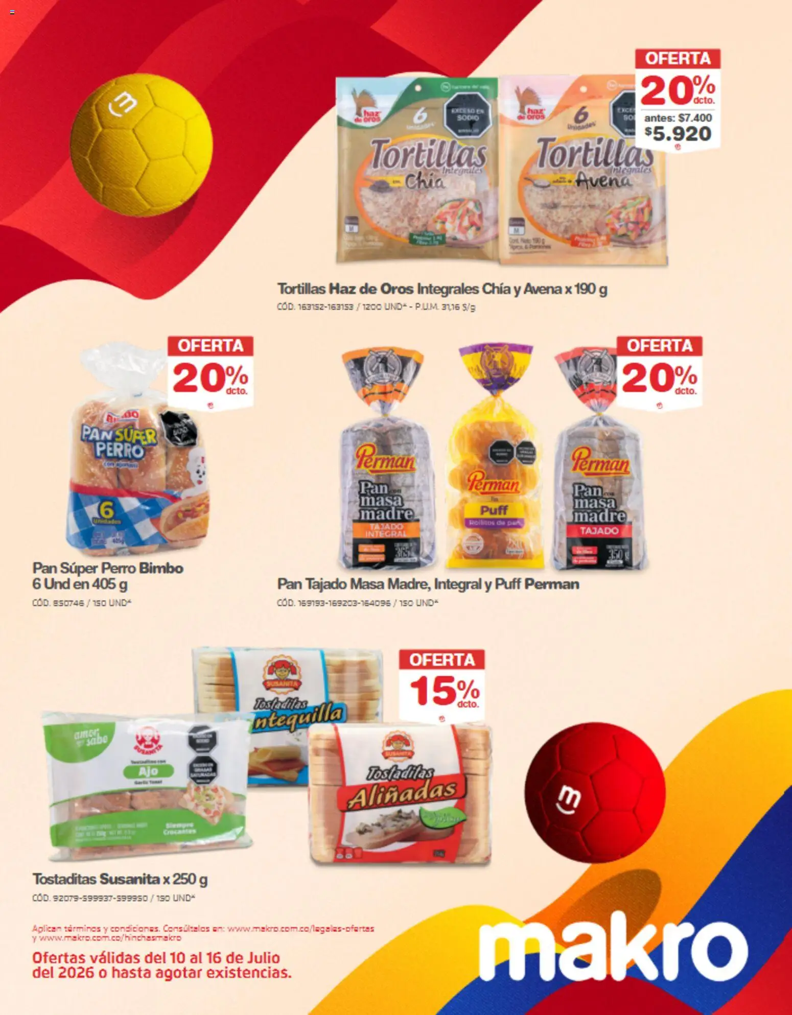 Makro revista - valida desde el 10/07/2026 | Página: 26 | Productos: Avena, Masa, Tortillas, Pan
