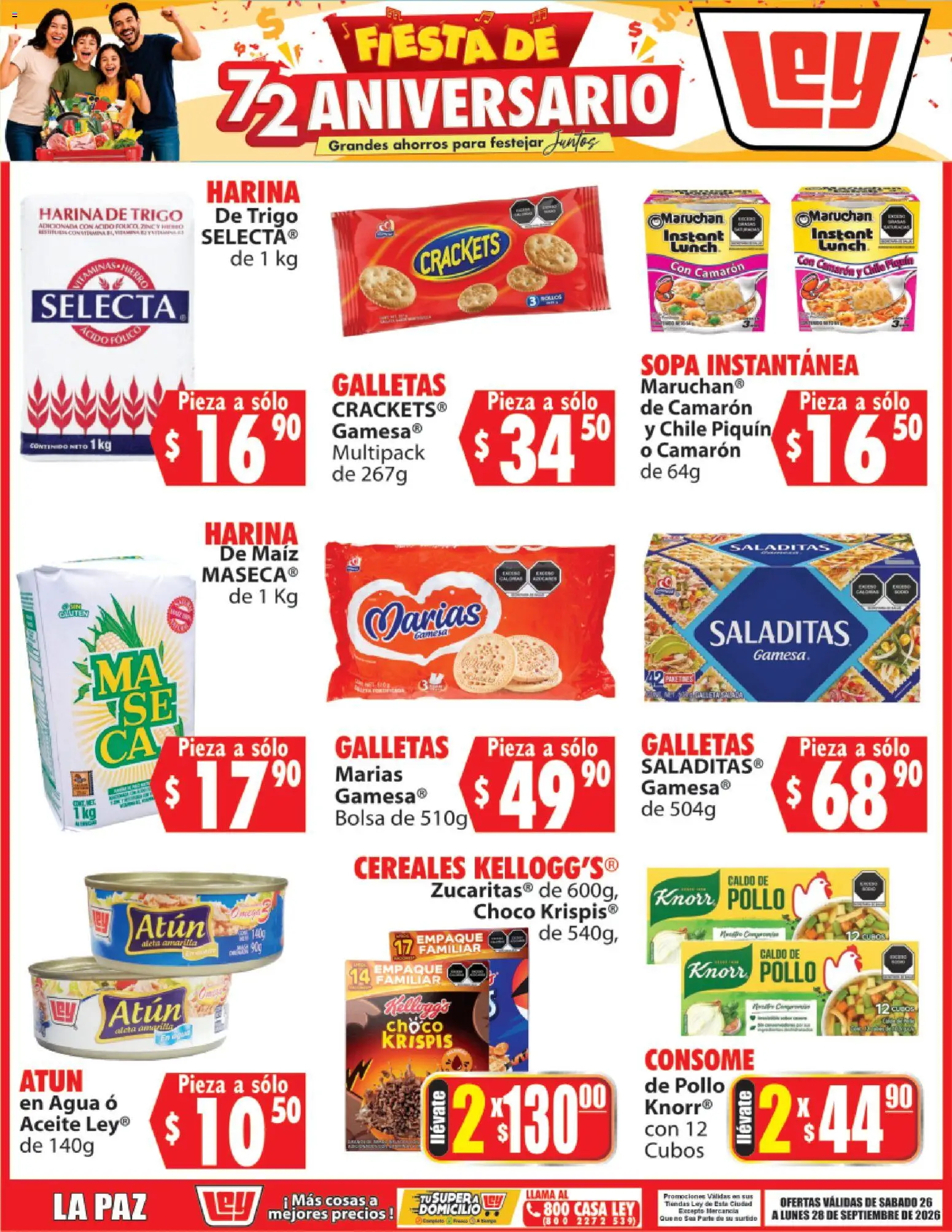 Nuevas ofertas de Casa Ley válidas en toda la República Mexicana desde el 26/09/2026. ¡Encuentra las mejores ofertas en Casa Ley folleto Autoservicio La Paz! | Página: 2 | Productos: Harina, Agua, Galletas, Caldo de pollo