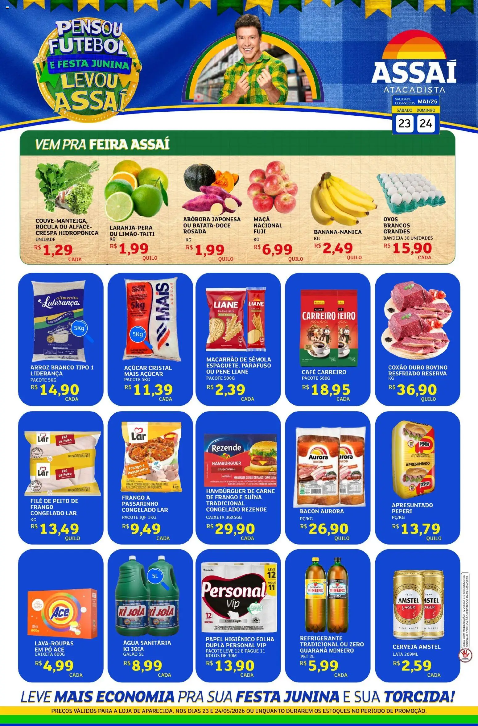 Assaí Atacadista Folheto - válido de 23.05.2026 | Página: 1 | Produtos: Bandeja, Alface, Frango, Papel higiênico