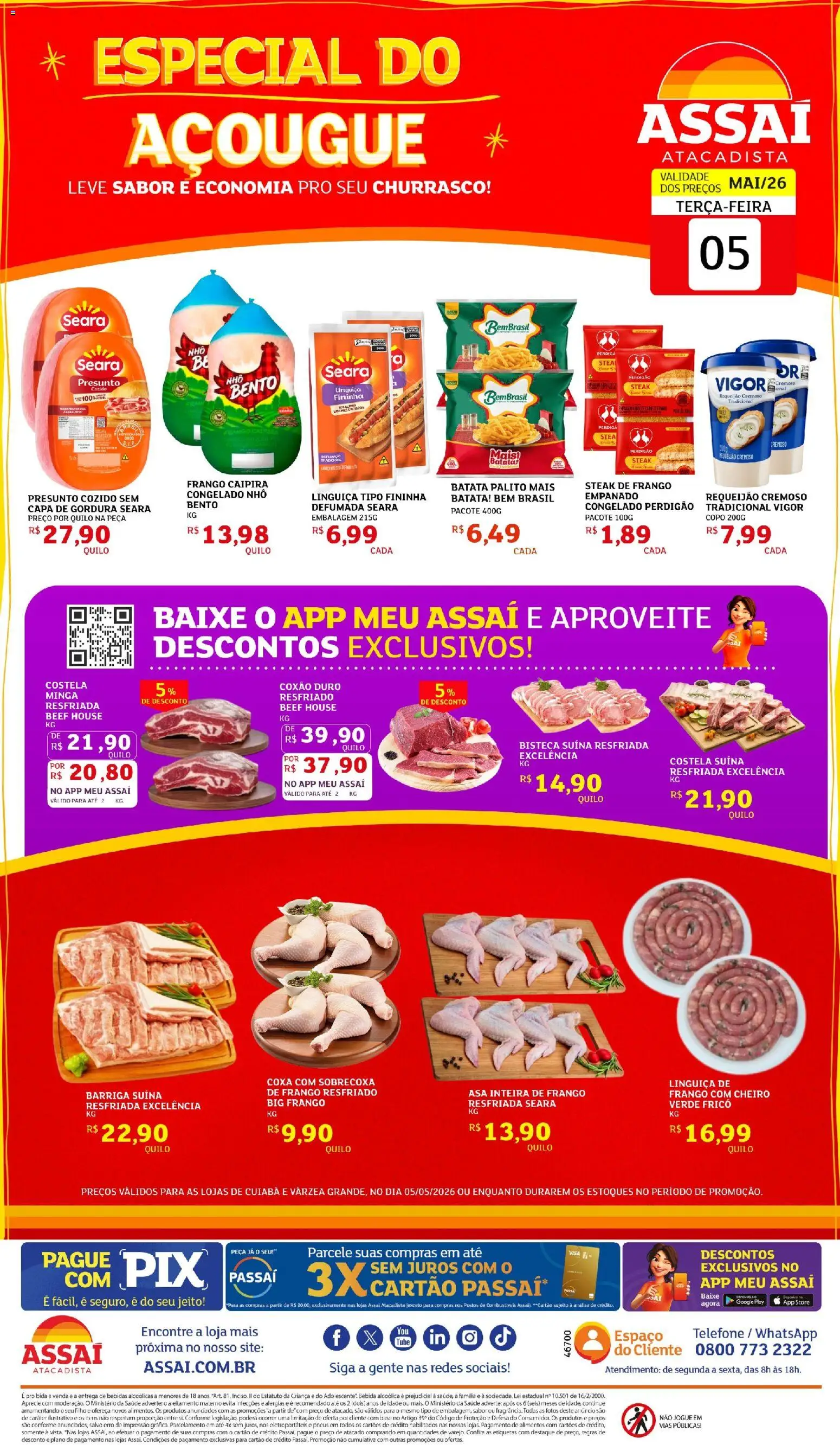 Assaí Atacadista Folheto - válido de 05.05.2026 | Página: 1 | Produtos: Base, Bebida, Batata, Requeijão