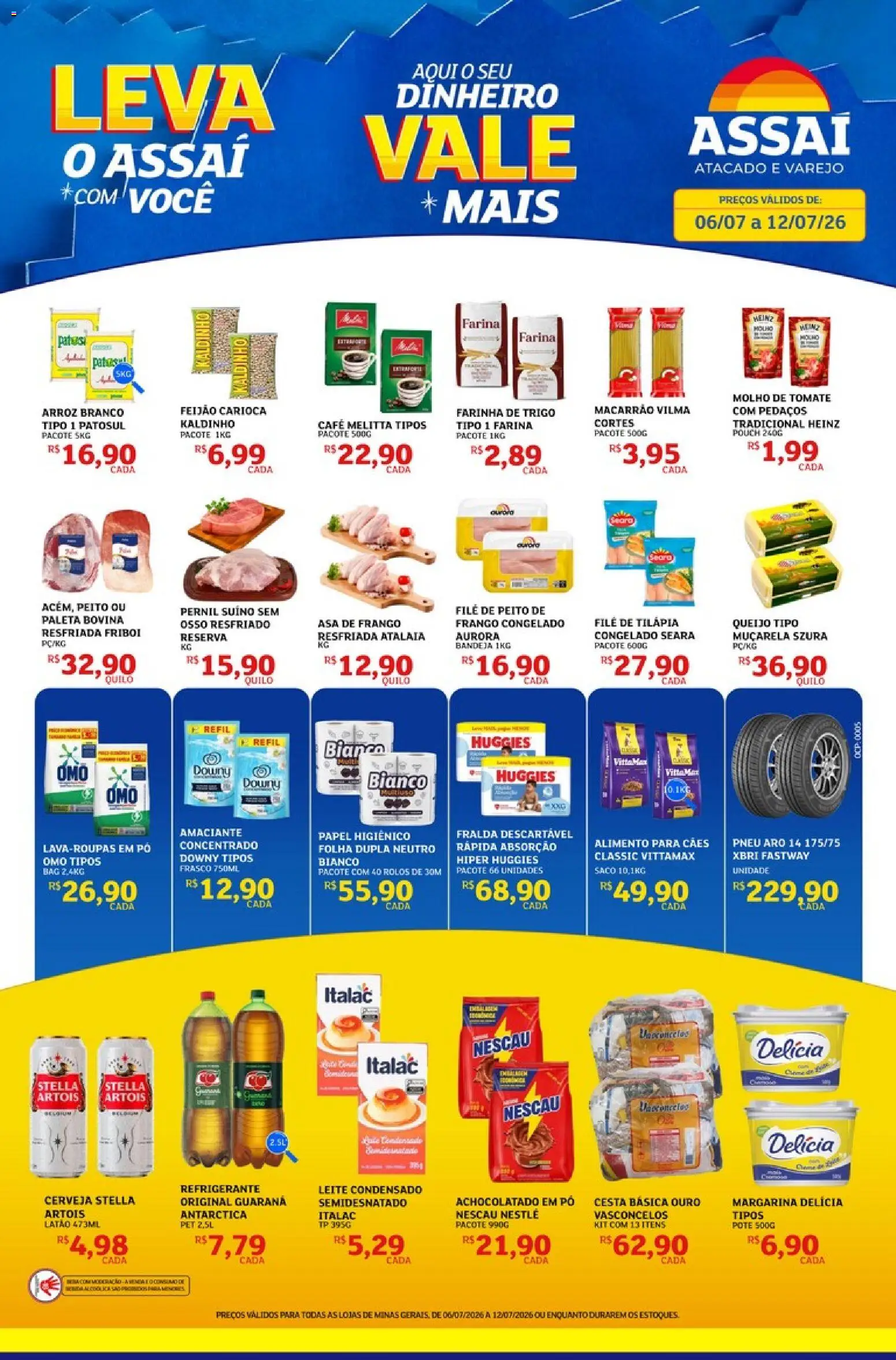 Assaí Atacadista Folheto - válido de 06/07/2026 | Página: 1 | Produtos: Guaraná, Queijo, Arroz, Leite condensado
