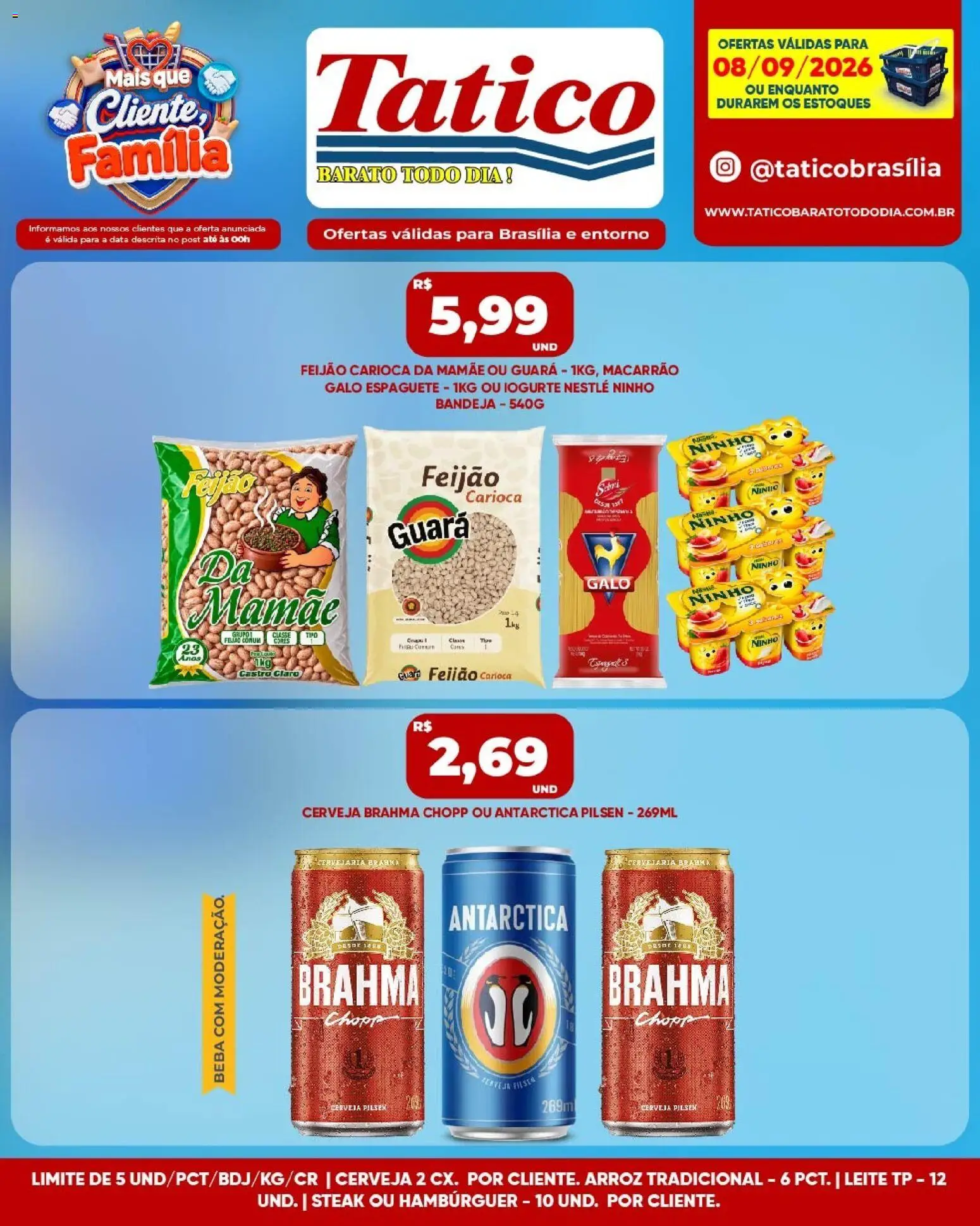 Tatico Folheto - válido de 08/09/2026 | Página: 2 | Produtos: Feijão, Arroz, Macarrão, Bandeja