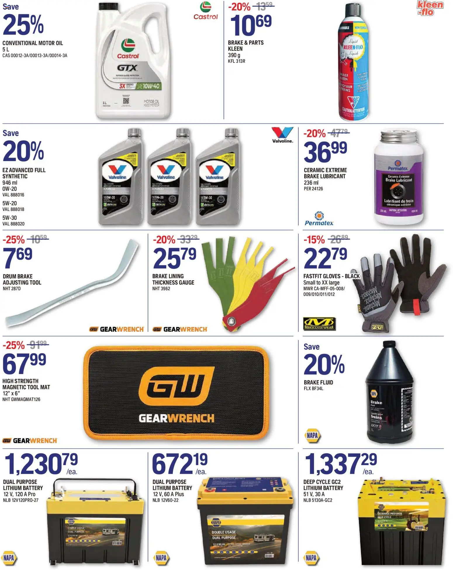 NAPA Auto Parts flyer valid from Sep 1, 2026 | Page: 3 | Products: Gloves, Lubricant, Battery, Oil