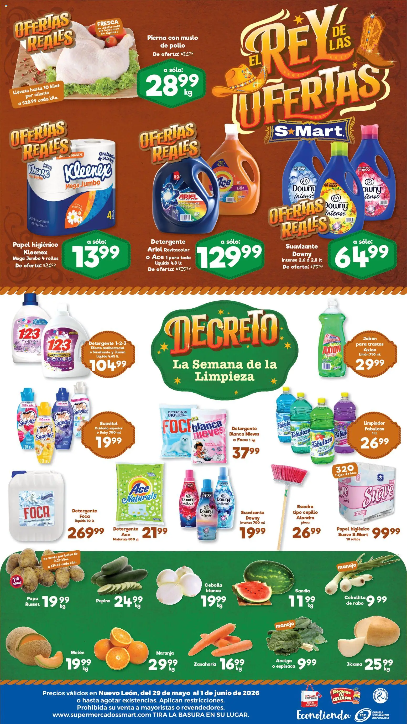 Nuevas ofertas de S-Mart válidas en toda la República Mexicana desde el 29.05.2026. ¡Encuentra las mejores ofertas en S-Mart folleto Monterrey! | Página: 2 | Productos: Bolsa, Limón, Limpiador, Papel higiénico