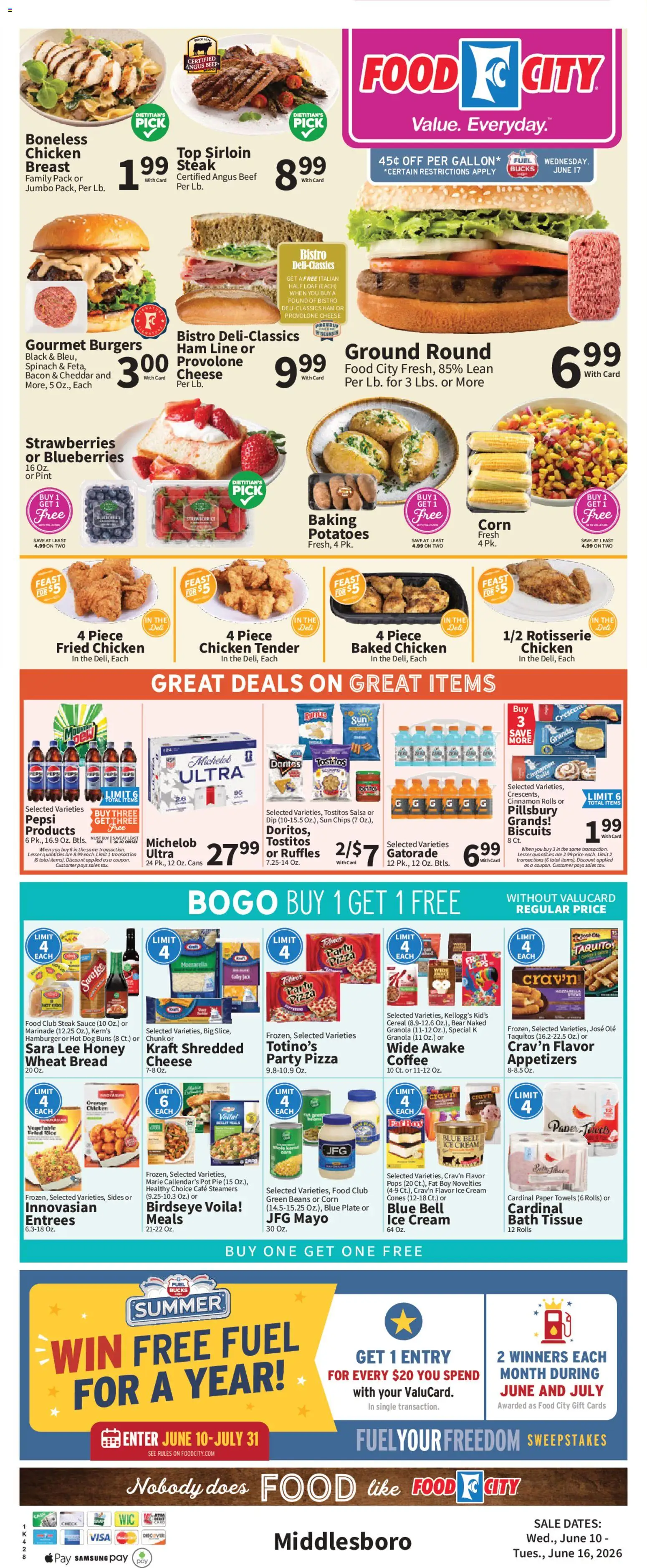Food City Weekly Ad - valid from 12.06.2026 | Page: 3 | Products: Spinach, Pizza, Cream, Blueberries