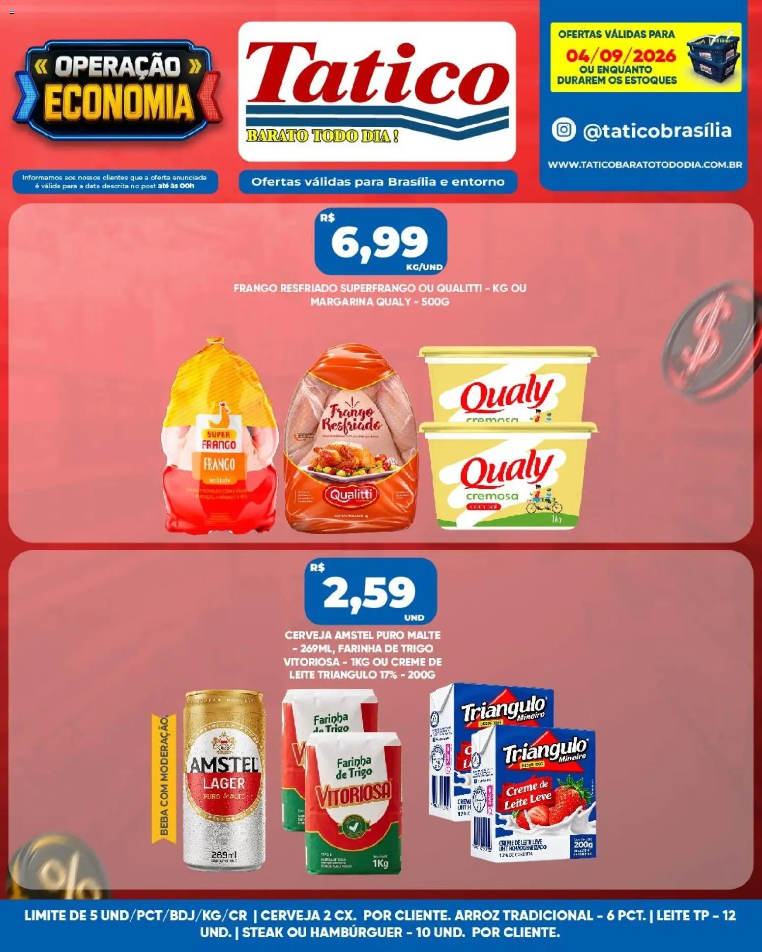 Tatico Folheto - válido de 04/09/2026 | Página: 3 | Produtos: Farinha, Creme, Hambúrguer, Frango