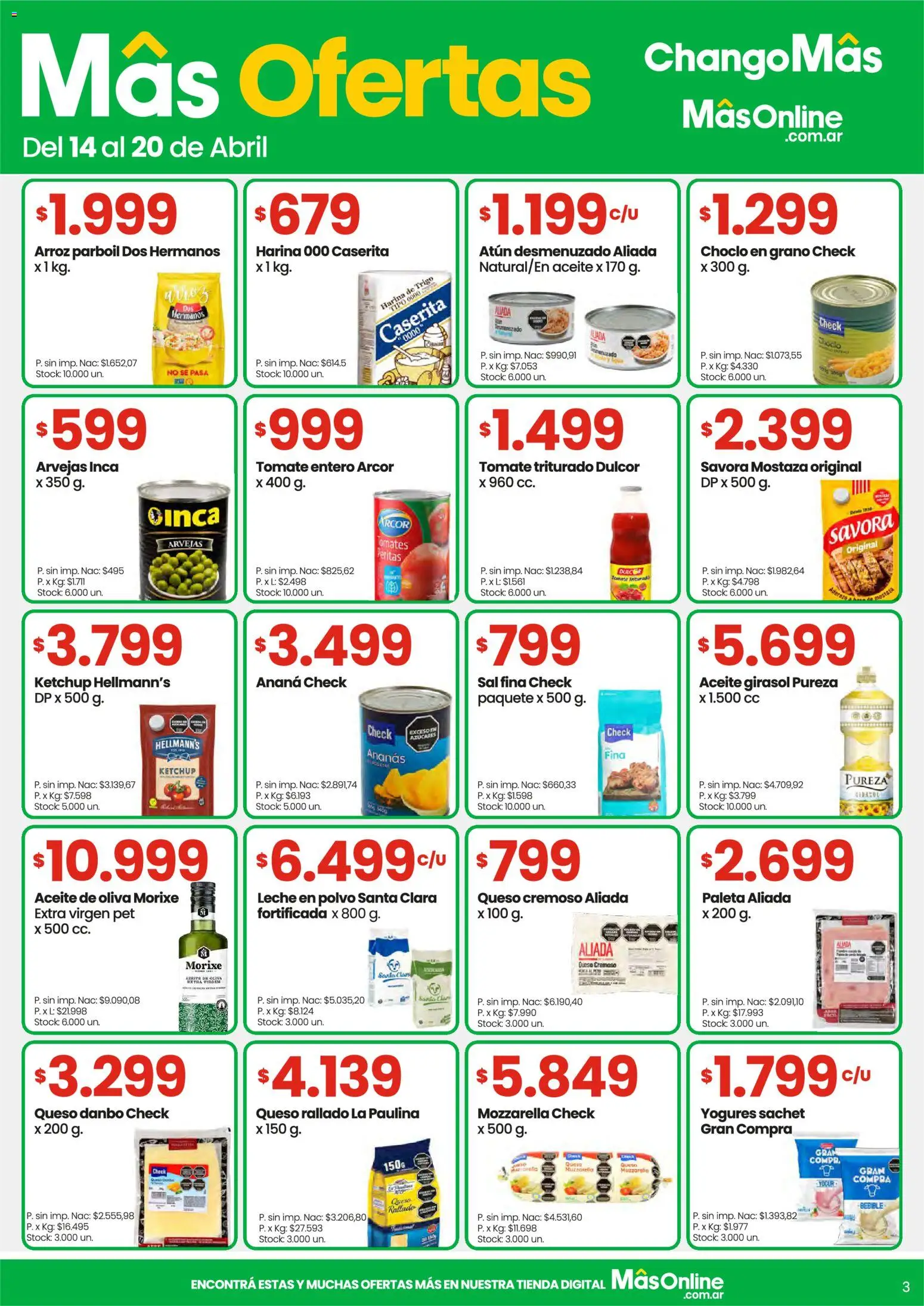 Punto Mayorista catálogo │ válido desde el 14.04.2026 | Página: 3 | Productos: Leche en polvo, Sal, Leche, Arroz