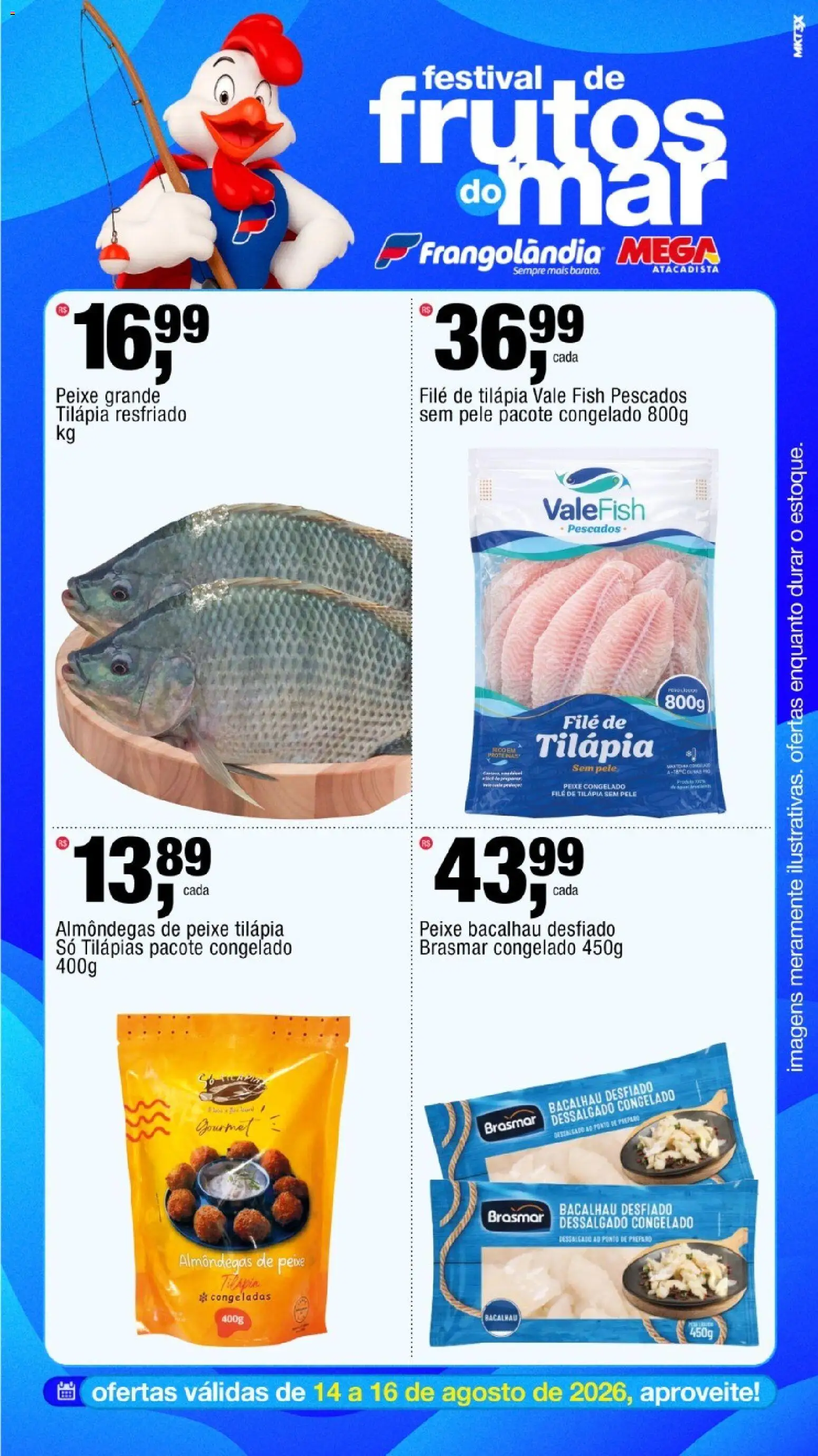 Frangolândia Folheto - válido de 14/08/2026 | Página: 2 | Produtos: Bacalhau, Modem, Peixe, Filé de tilápia