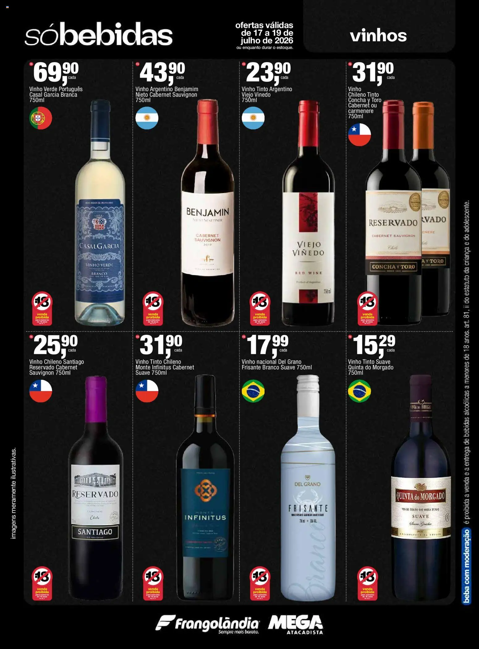 Frangolândia Folheto - válido de 17/07/2026 | Página: 8 | Produtos: Mesa, Vinho, Benjamin