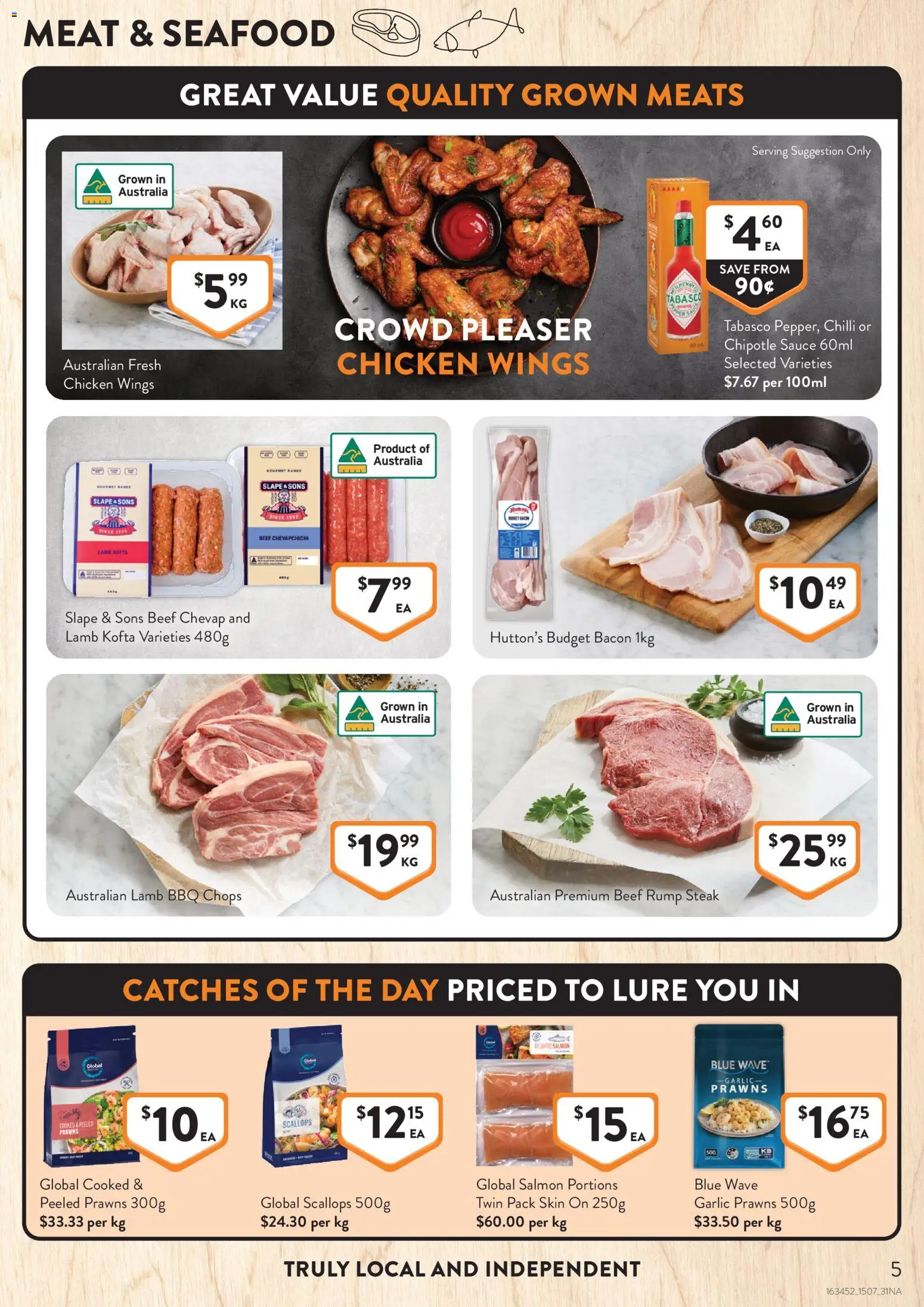 Foodworks catalogue - valid from 15/07/2026 | Page: 5 | Products: Chicken, Steak, Salmon, Seafood