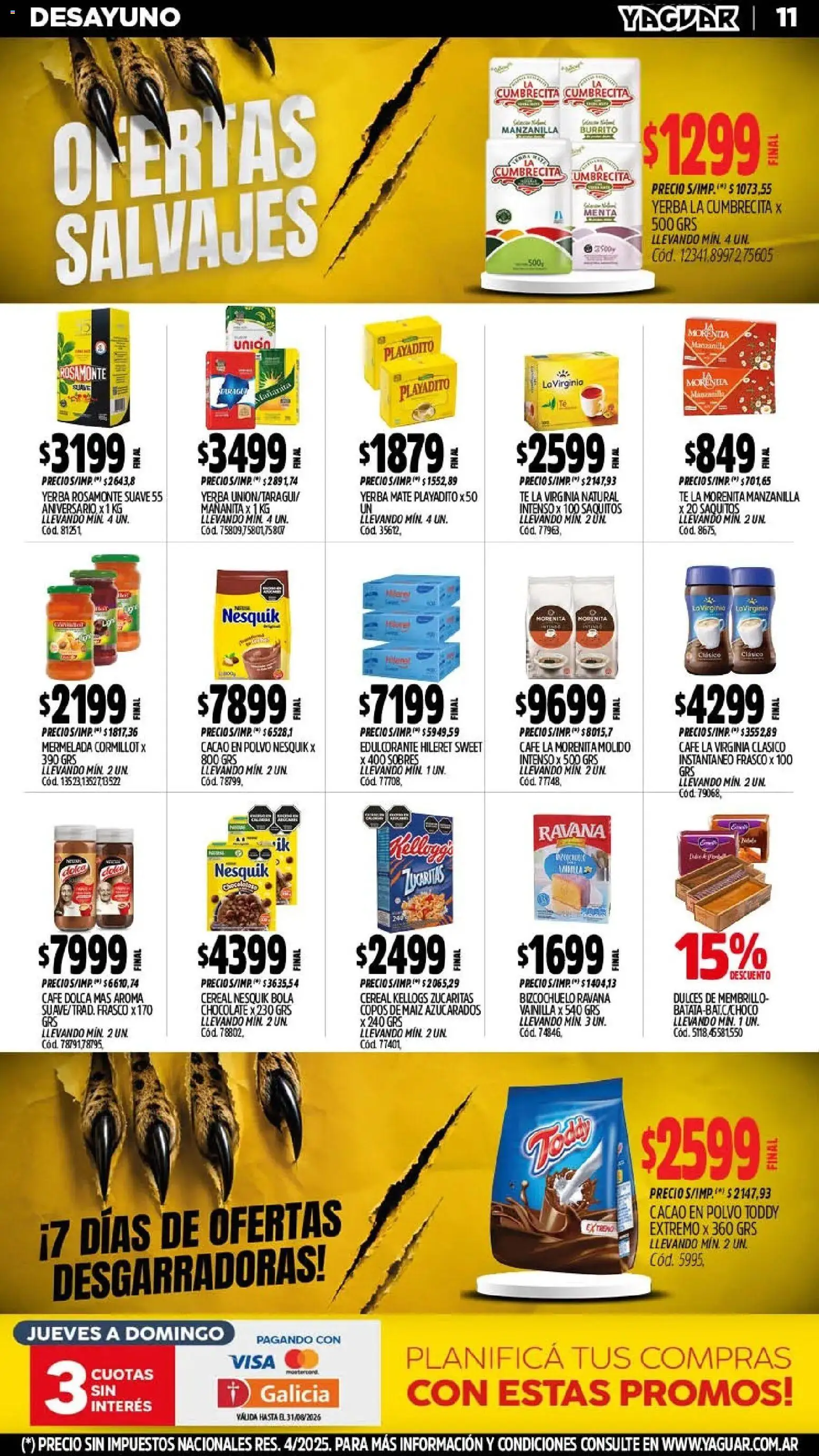 Yaguar - Oferta Semanal Buenos Aires │ válido desde el 10/08/2026 | Página: 13 | Productos: Copos, Yerba, Chocolate, Té