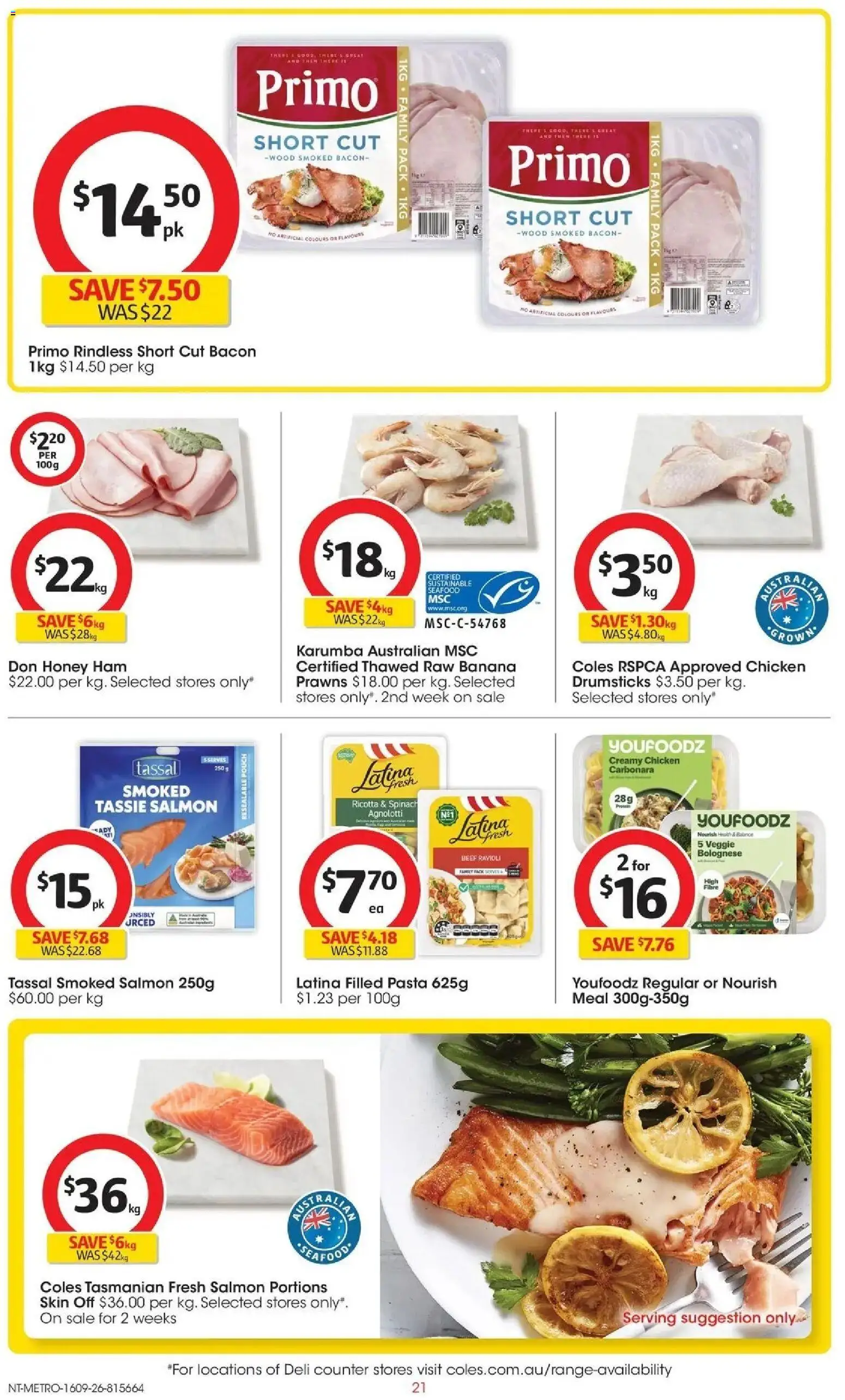 ﻿Coles catalogue valid from 16/09/2026 > Online Australia | Page: 21 | Products: Chicken drumsticks, Beef, Ricotta, Smoked salmon