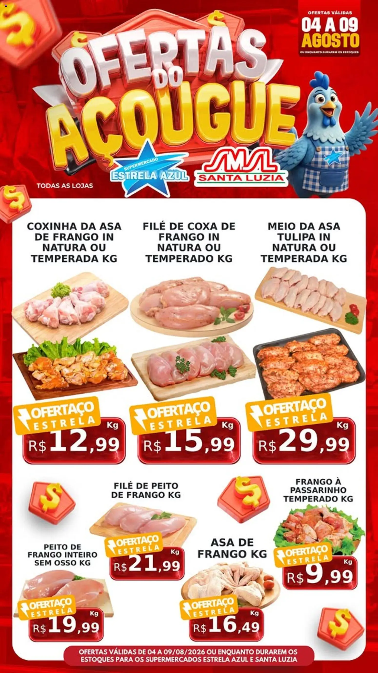 Estrela Azul Folheto - válido de 04/08/2026 | Página: 2 | Produtos: Frango inteiro, Asa de frango, Frango