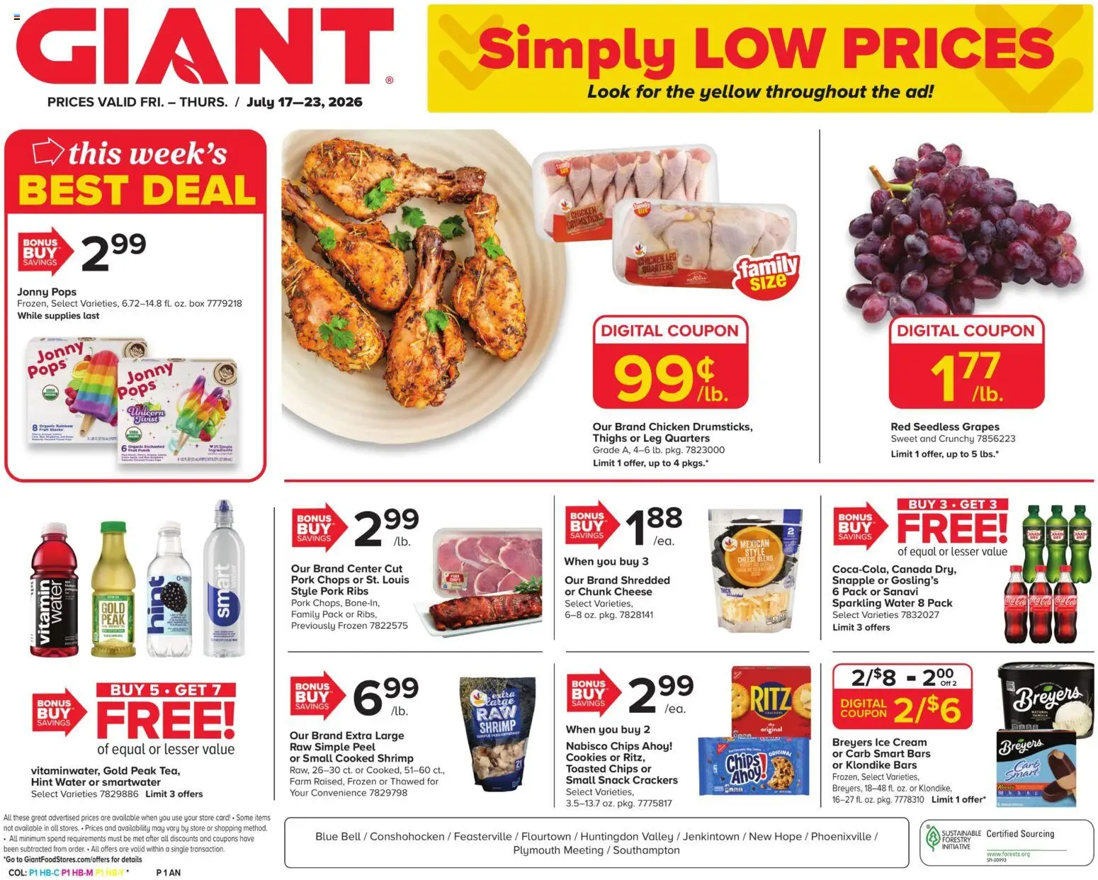 Giant Weekly Ad - valid from 07/17/2026 | Page: 1 | Products: Pork ribs, Chicken, Cream, Ice cream