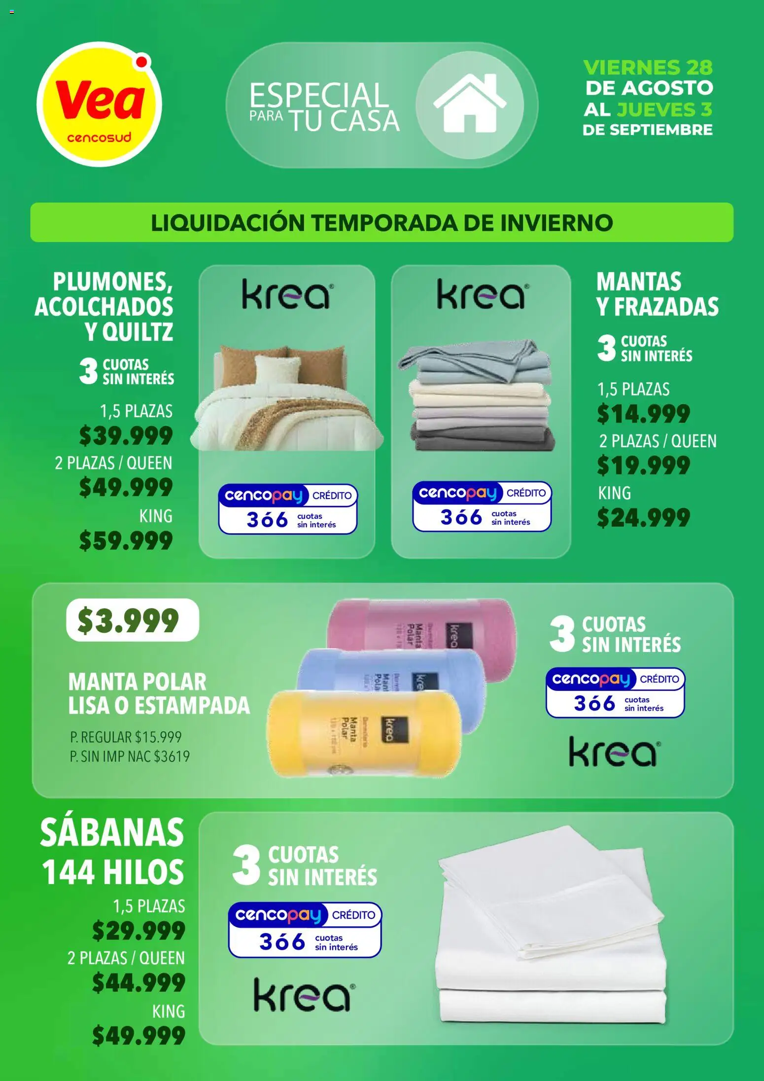 Vea - Especial para tu casa │ válido desde el 28/08/2026 | Página: 6 | Productos: Sabanas, Manta